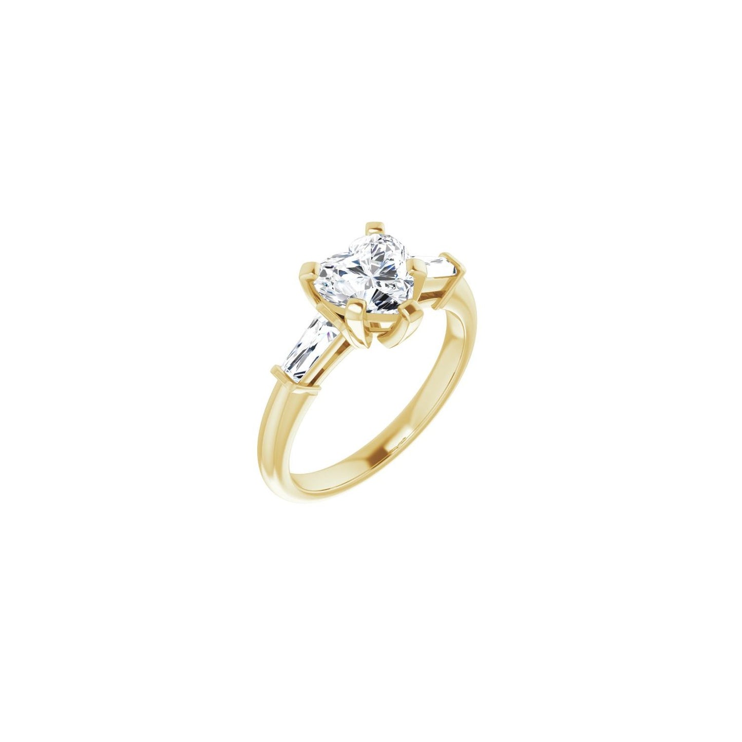 Heart Three-Stone Engagement Ring | Metal Type=14K Yellow Gold | Center Stone Size=1 CT | Image 1