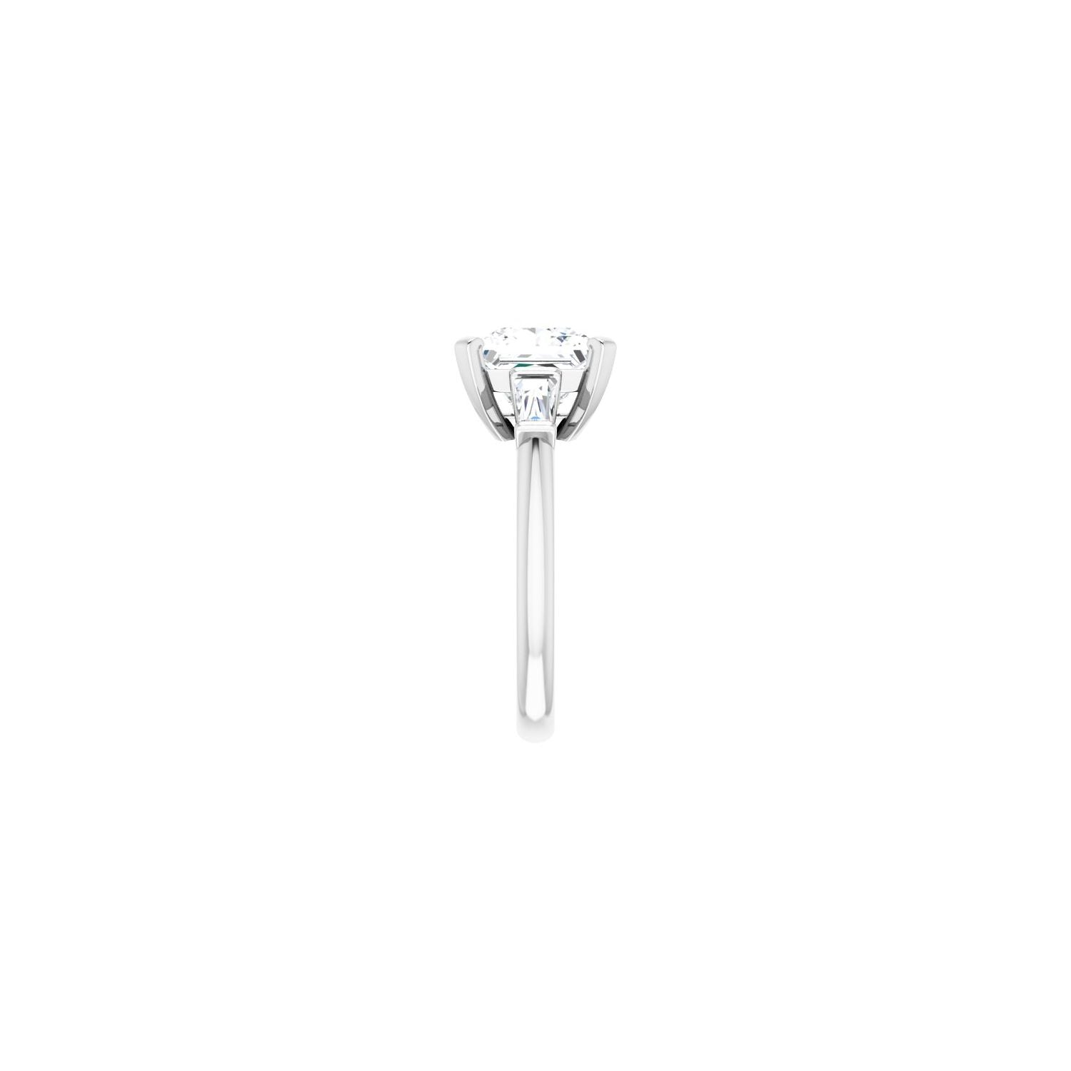 Square Three-Stone Engagement Ring | Metal Type=14K White Gold | Center Stone Size=3 CT | Image 4
