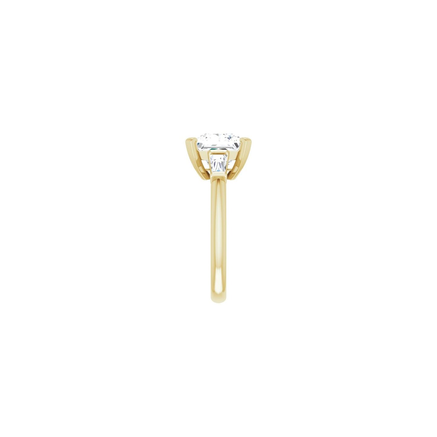 Square Three-Stone Engagement Ring | Metal Type=14K Yellow Gold | Center Stone Size=3 CT | Image 4