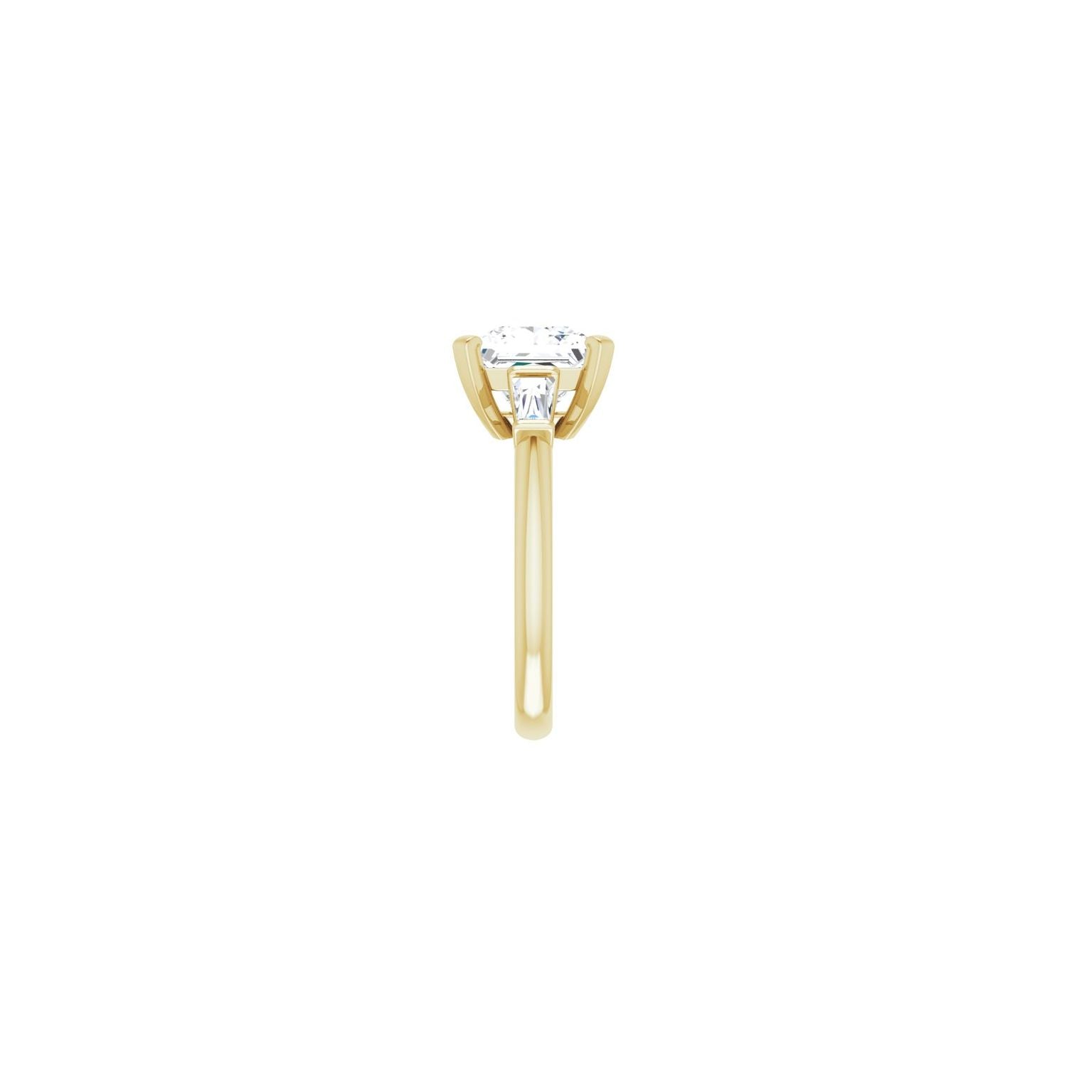 Square Three-Stone Engagement Ring | Metal Type=14K Yellow Gold | Center Stone Size=3 CT | Image 4