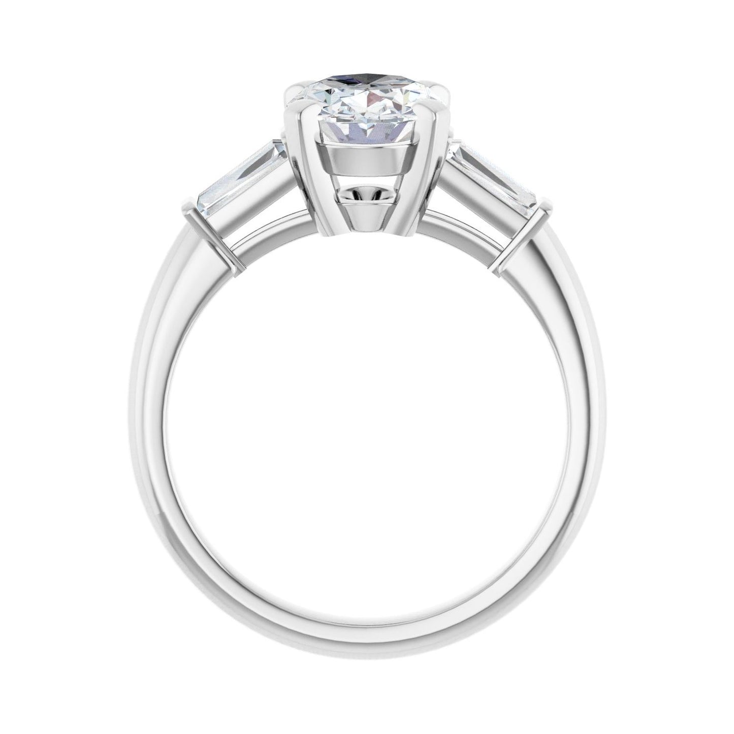 Oval Three-Stone Engagement Ring | Metal Type=14K White Gold | Center Stone Size=2 CT | Image 2