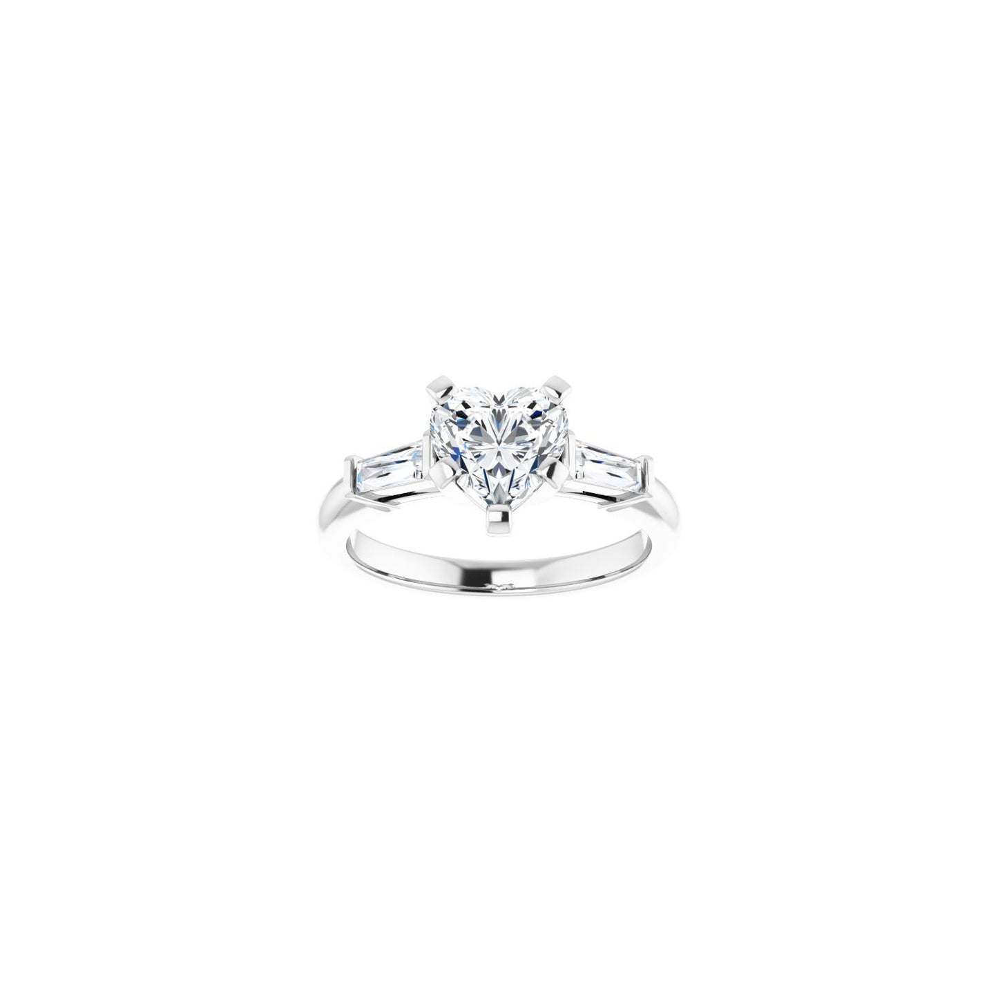 Heart Three-Stone Engagement Ring | Metal Type=14K White Gold | Center Stone Size=1 CT | Image 3