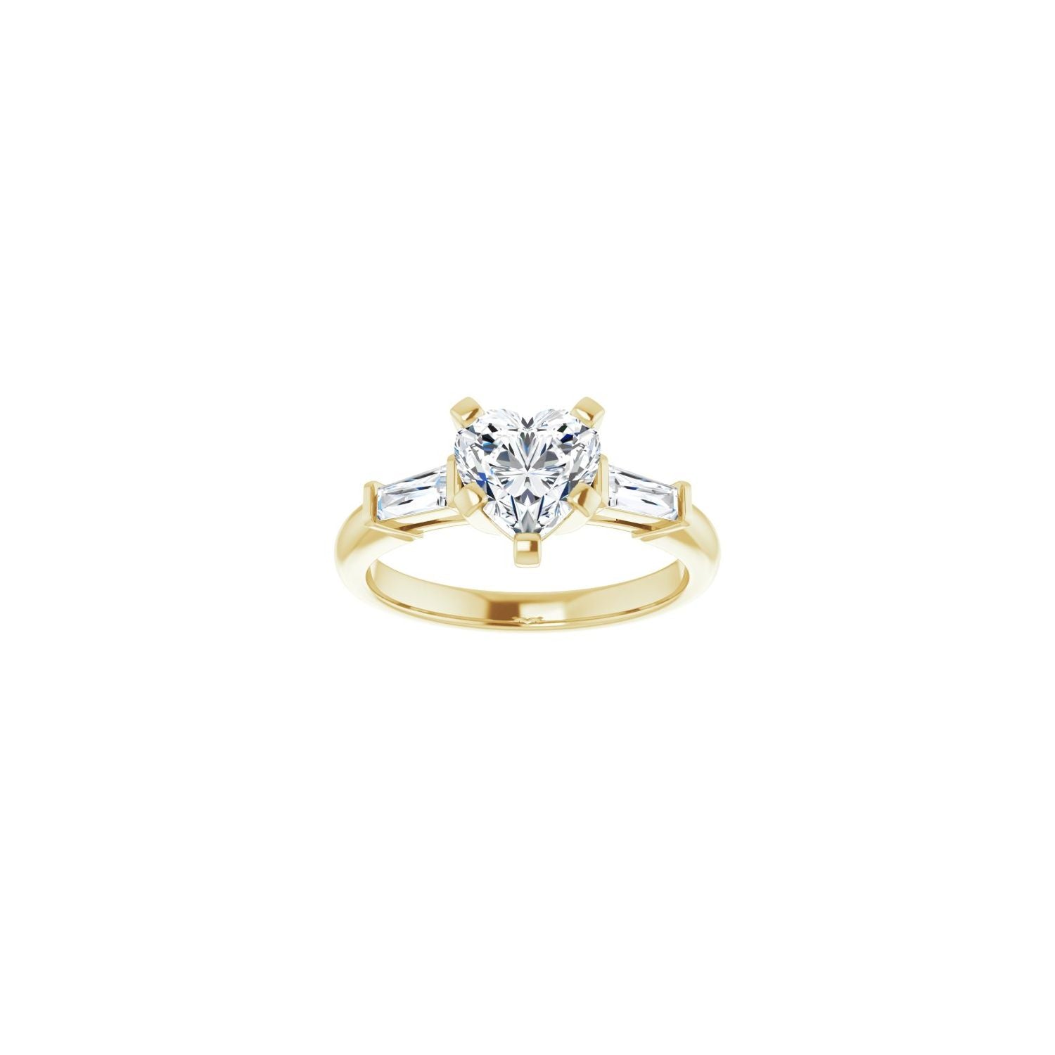 Heart Three-Stone Engagement Ring | Metal Type=14K Yellow Gold | Center Stone Size=1 CT | Image 3