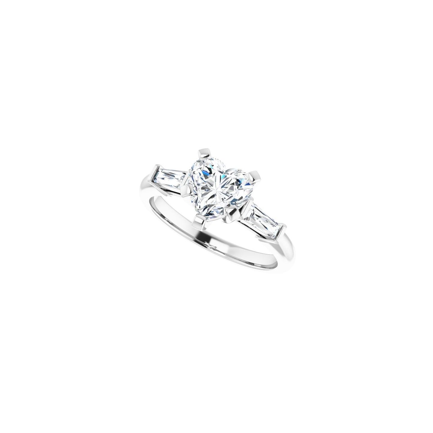 Heart Three-Stone Engagement Ring | Metal Type=14K White Gold | Center Stone Size=1 CT | Image 5