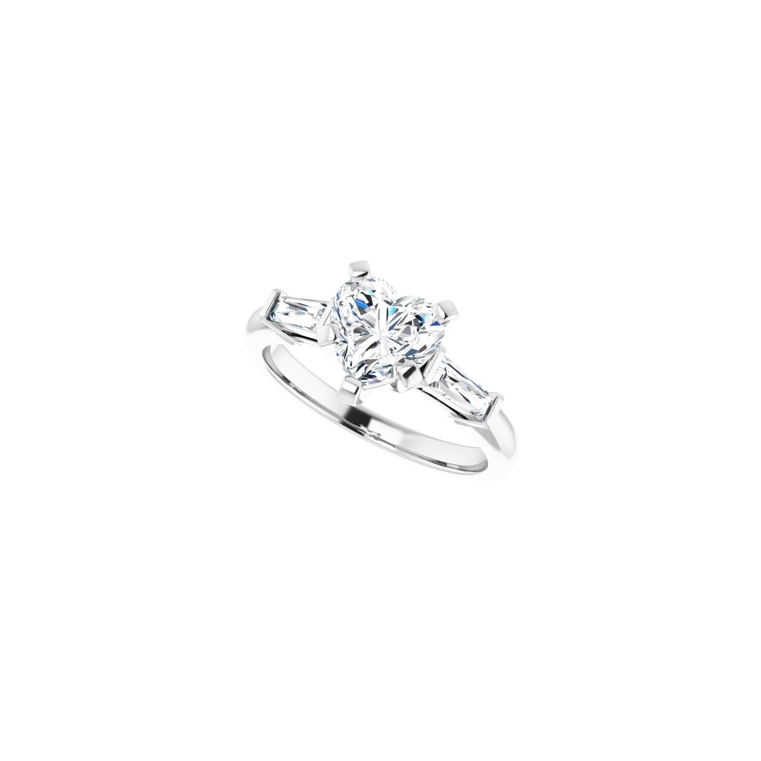 Heart Three-Stone Engagement Ring | Metal Type=14K White Gold | Center Stone Size=1 CT | Image 5