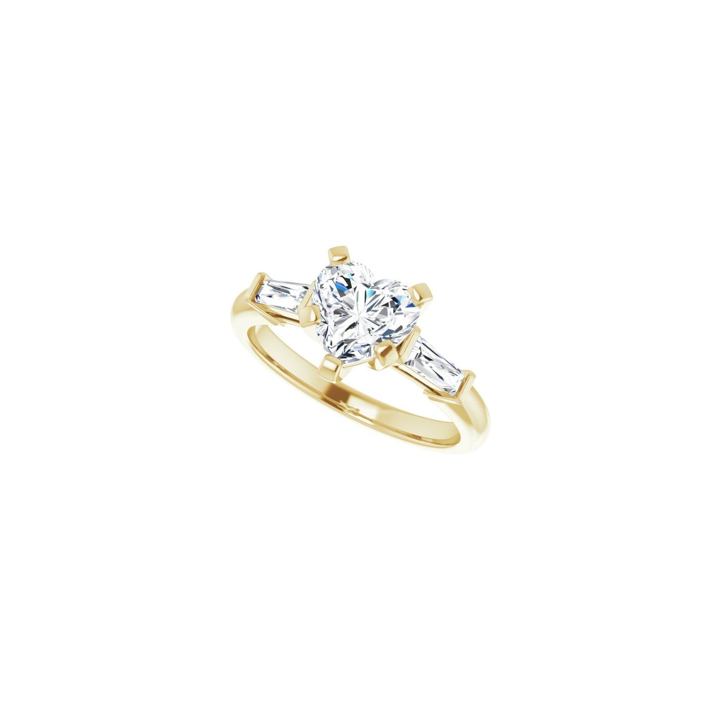 Heart Three-Stone Engagement Ring | Metal Type=14K Yellow Gold | Center Stone Size=1 CT | Image 5