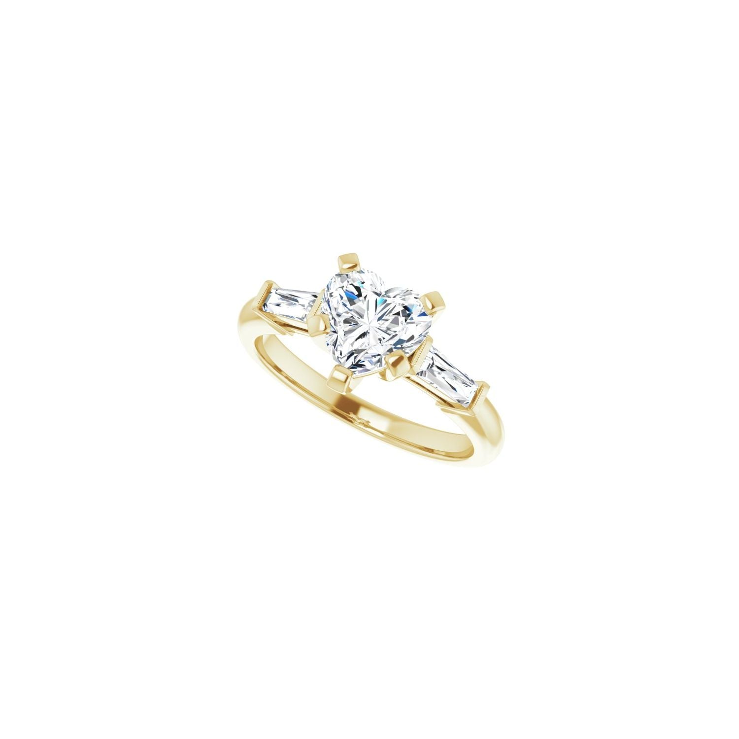 Heart Three-Stone Engagement Ring | Metal Type=14K Yellow Gold | Center Stone Size=1 CT | Image 5