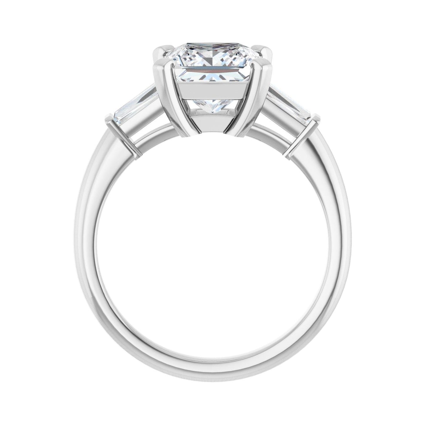 Square Three-Stone Engagement Ring | Metal Type=14K White Gold | Center Stone Size=2 CT | Image 2