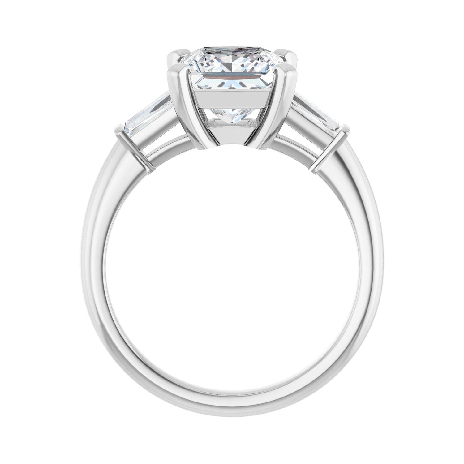 Square Three-Stone Engagement Ring | Metal Type=14K White Gold | Center Stone Size=2 CT | Image 2