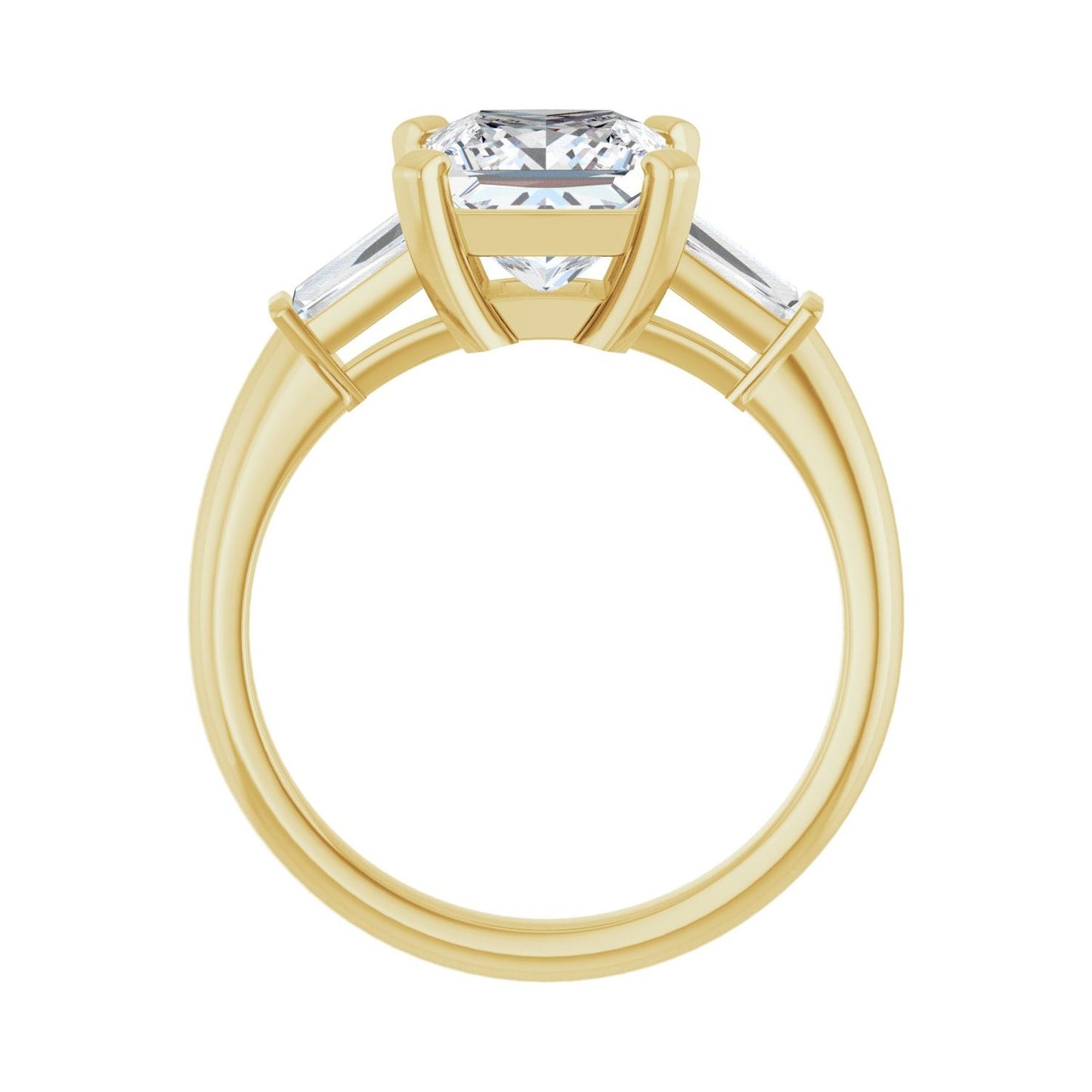 Square Three-Stone Engagement Ring | Metal Type=14K Yellow Gold | Center Stone Size=2 CT | Image 2