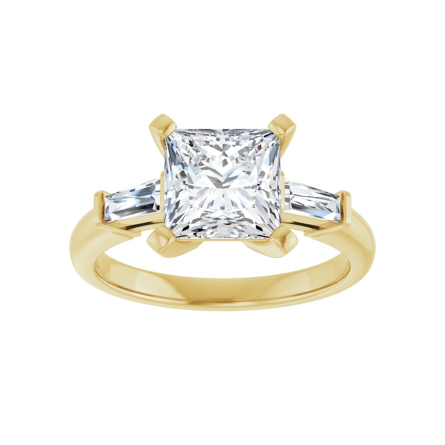 Square Three-Stone Engagement Ring | Metal Type=14K Yellow Gold | Center Stone Size=2 CT | Image 3