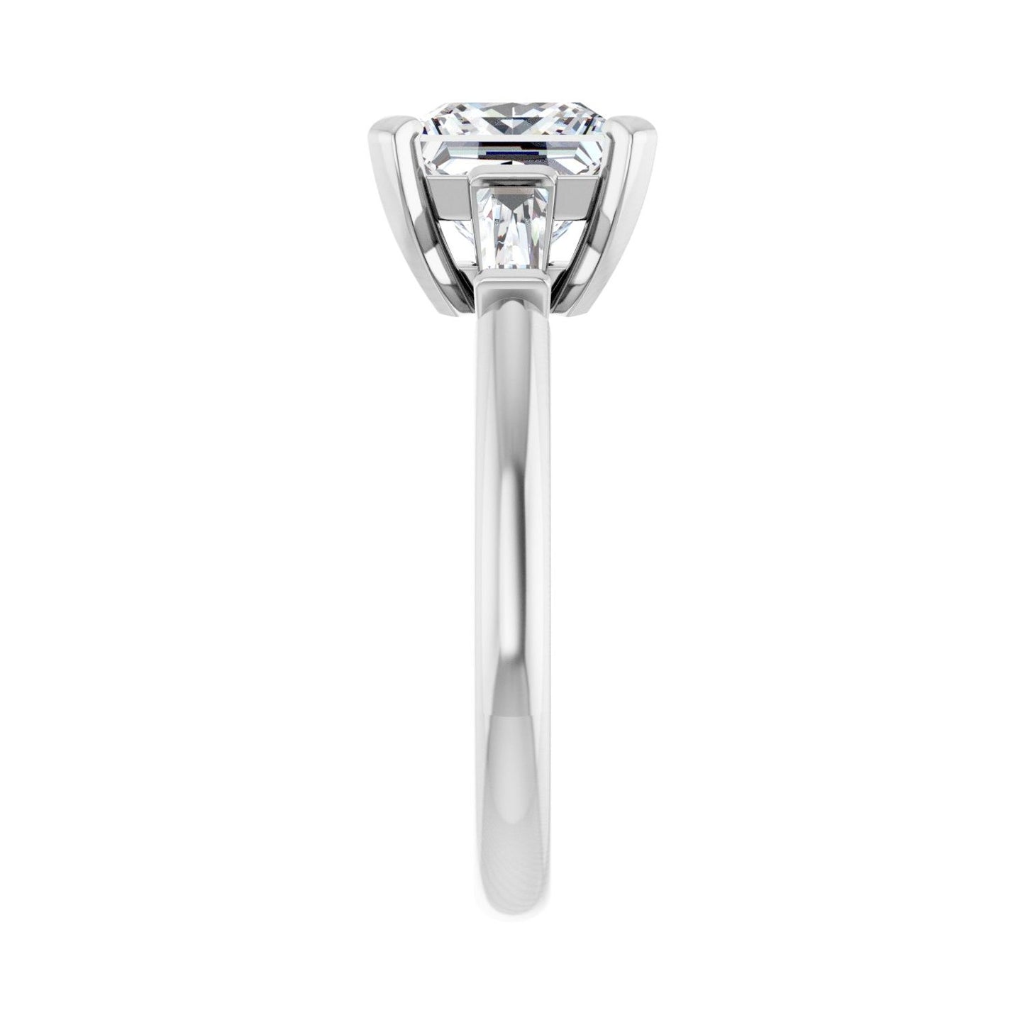 Square Three-Stone Engagement Ring | Metal Type=14K White Gold | Center Stone Size=2 CT | Image 4
