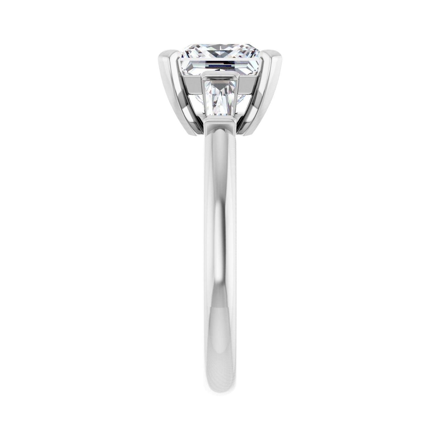 Square Three-Stone Engagement Ring | Metal Type=14K White Gold | Center Stone Size=2 CT | Image 4