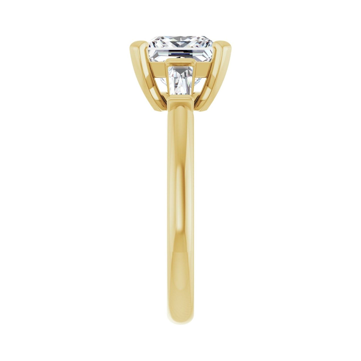 Square Three-Stone Engagement Ring | Metal Type=14K Yellow Gold | Center Stone Size=2 CT | Image 4