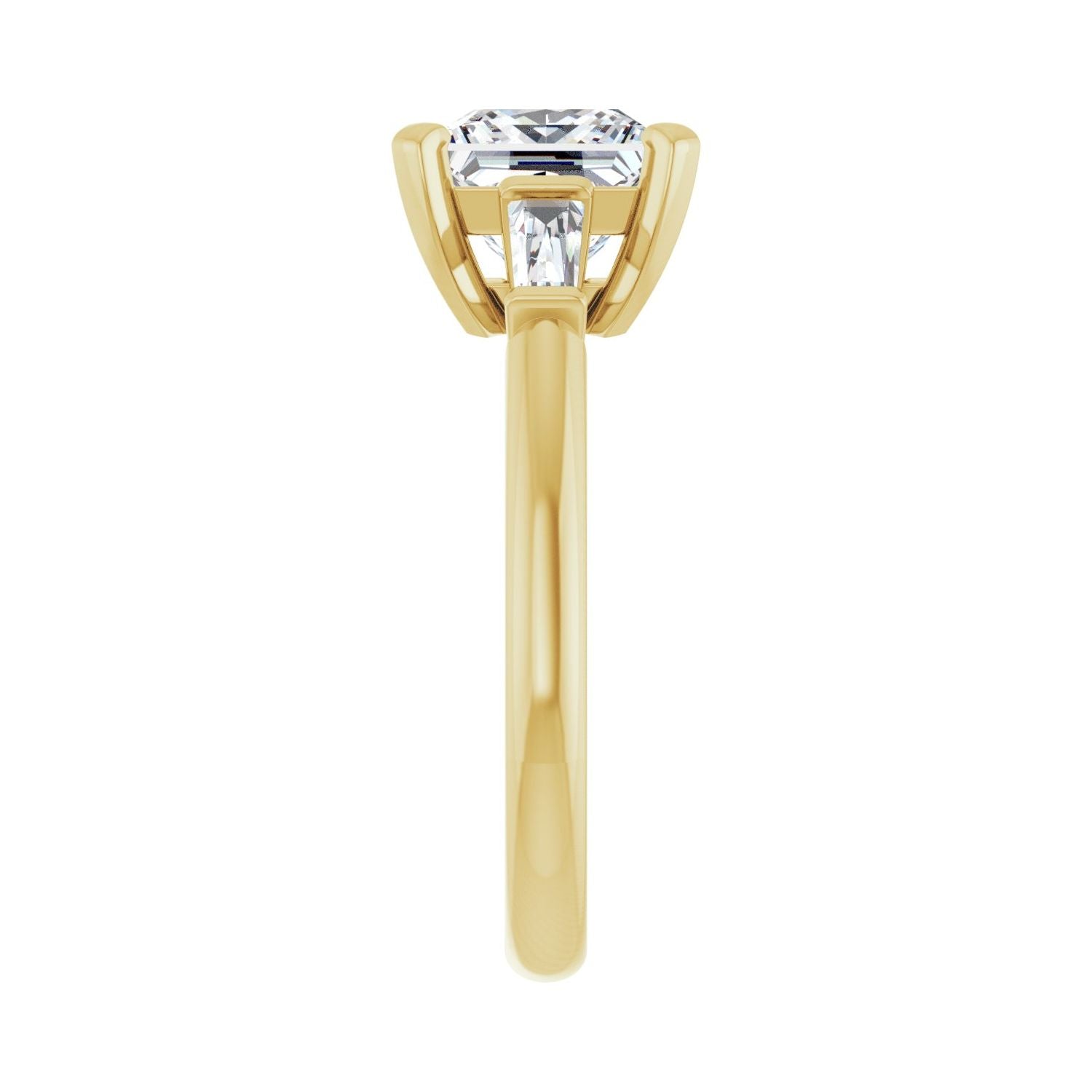 Square Three-Stone Engagement Ring | Metal Type=14K Yellow Gold | Center Stone Size=2 CT | Image 4