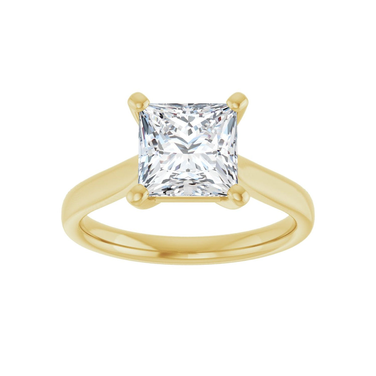 Square Engagement Ring | Metal Type=14K Yellow Gold | Center Stone Size=2 CT | Image 1