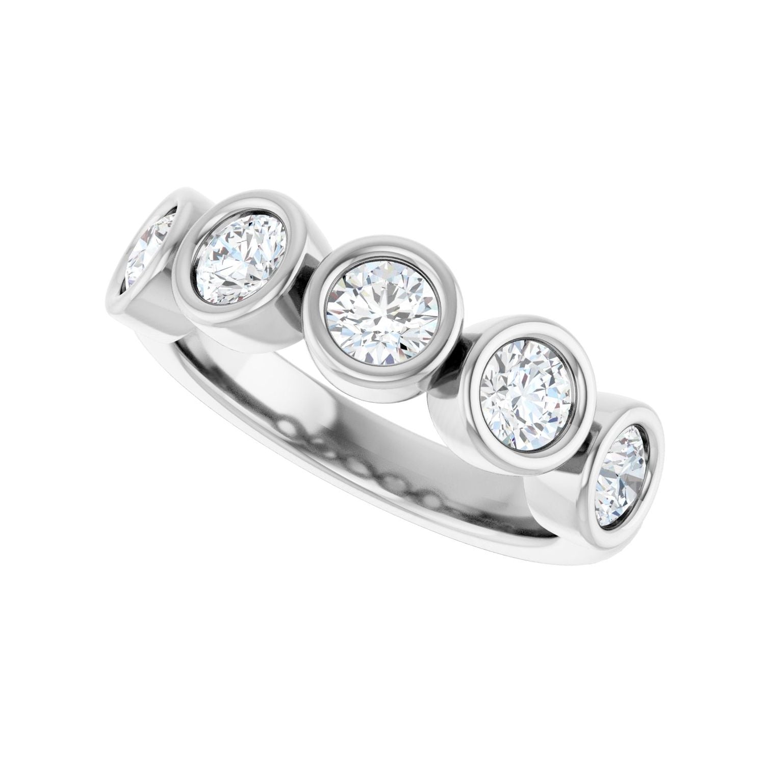 Bezel-Set Anniversary Band - Round 3MM-4MM | Metal Type=Platinum | Diamond Size=4MM | Image 2