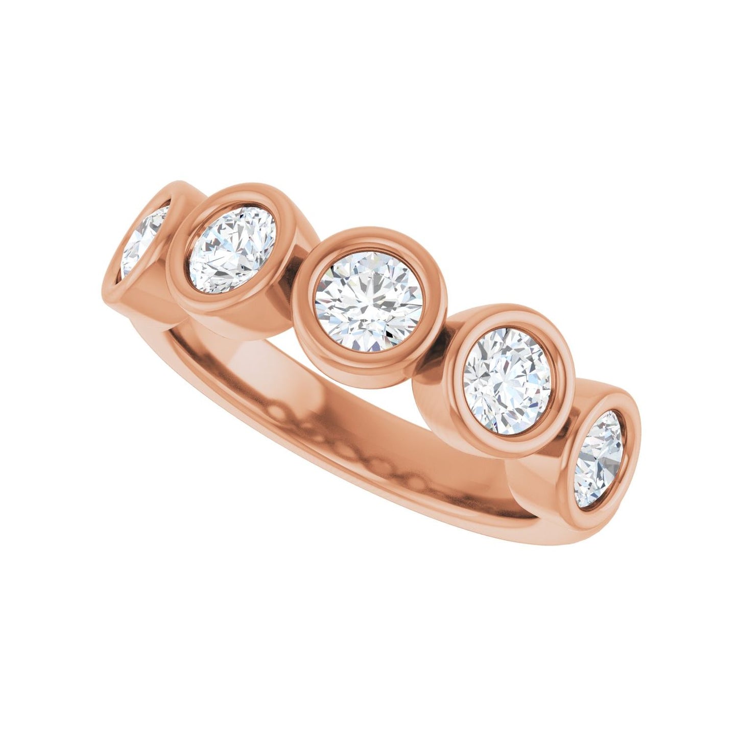 Bezel-Set Anniversary Band - Round 3MM-4MM | Metal Type=14K Rose Gold | Diamond Size=4MM | Image 2