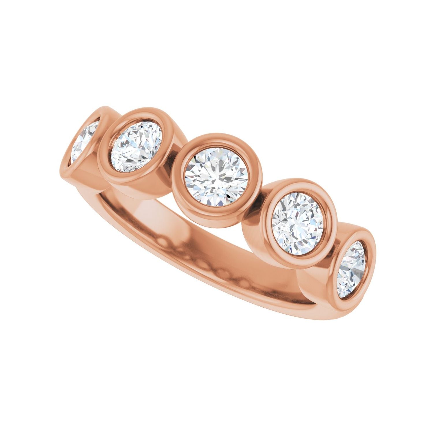 Bezel-Set Anniversary Band - Round 3MM-4MM | Metal Type=14K Rose Gold | Diamond Size=4MM | Image 2