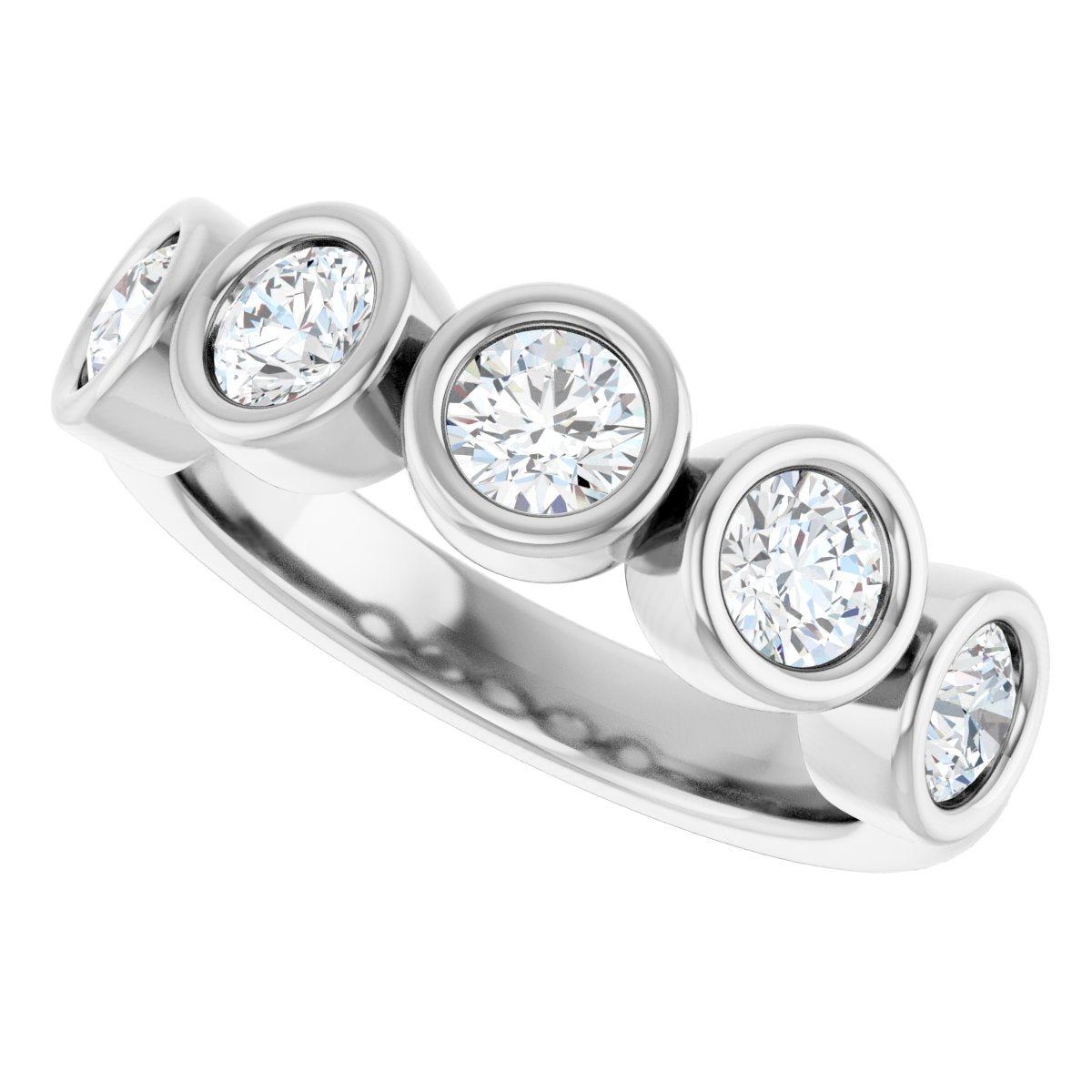 Bezel-Set Anniversary Band - Round | Metal Type=14K White Gold | Diamond Size=4MM | Image 3