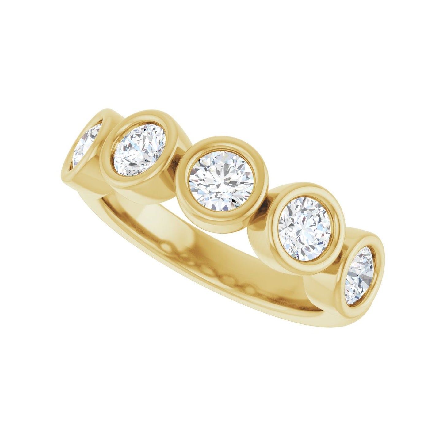 Bezel-Set Anniversary Band - Round 3MM-4MM | Metal Type=14K Yellow Gold | Diamond Size=4MM | Image 2