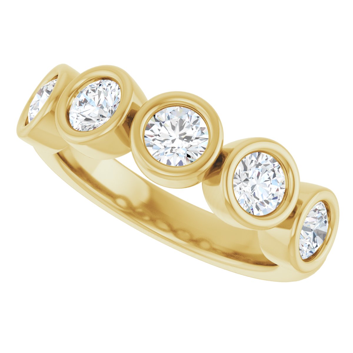 Bezel-Set Anniversary Band - Round | Metal Type=14K Yellow Gold | Diamond Size=4MM | Image 3