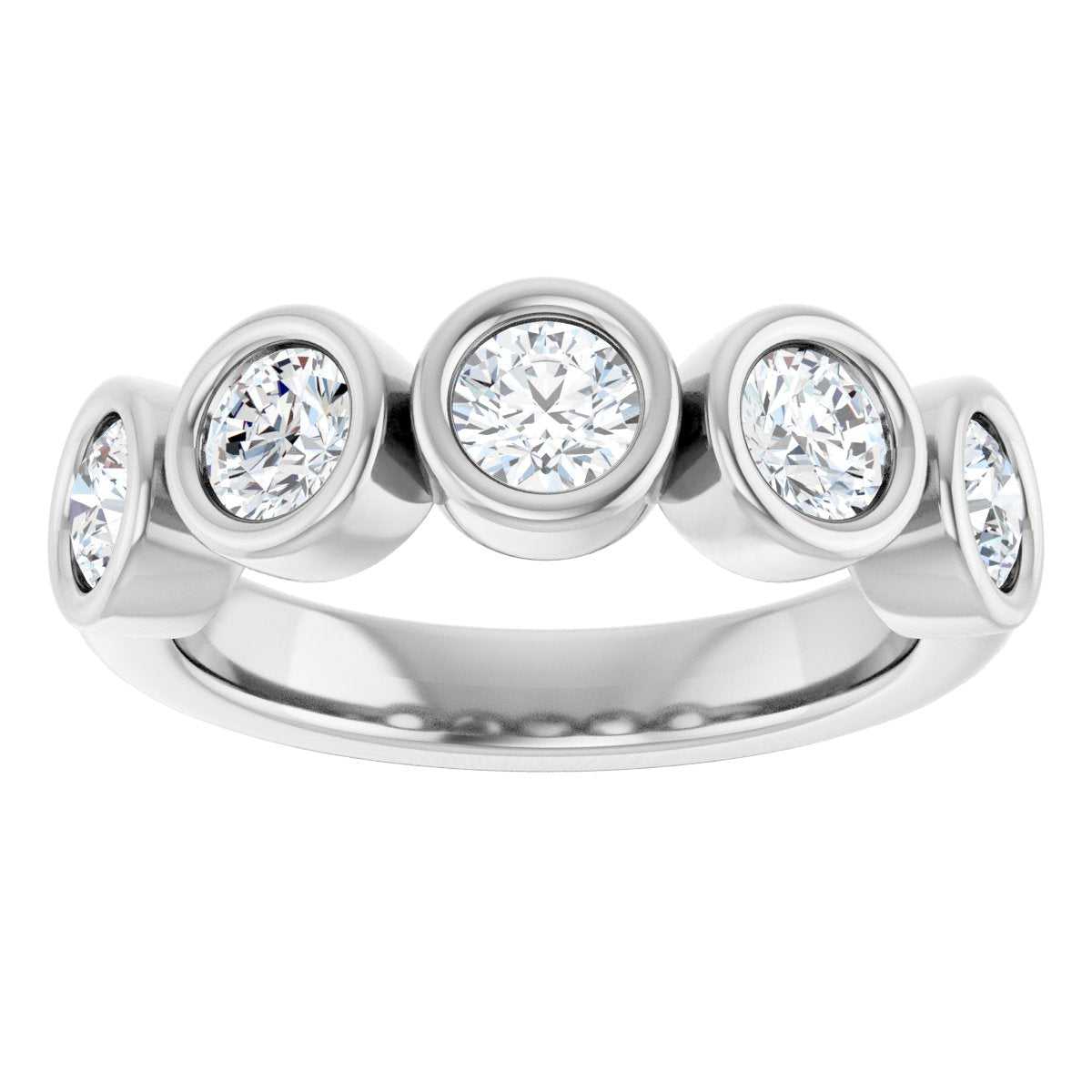 Bezel-Set Anniversary Band - Round | Metal Type=14K White Gold | Diamond Size=4MM | Image 4