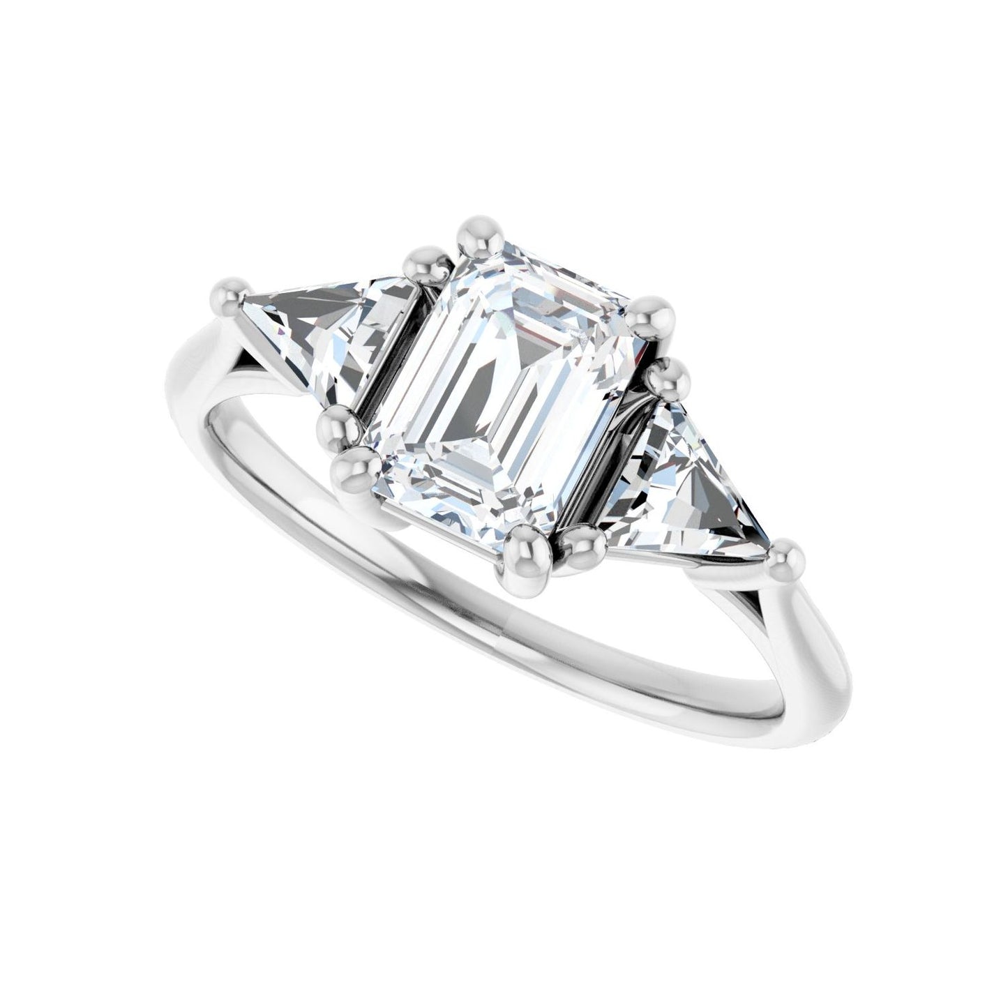 Emerald Three-Stone Engagement Ring | Metal Type=14K White Gold | Center Stone Size=1.5 CT | Image 5