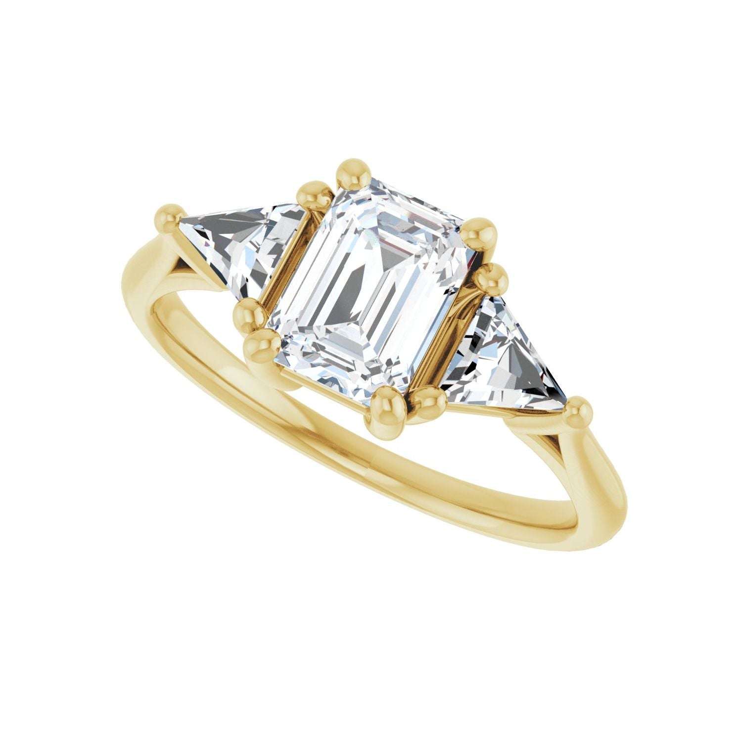 Emerald Three-Stone Engagement Ring | Metal Type=14K Yellow Gold | Center Stone Size=1.5 CT | Image 5