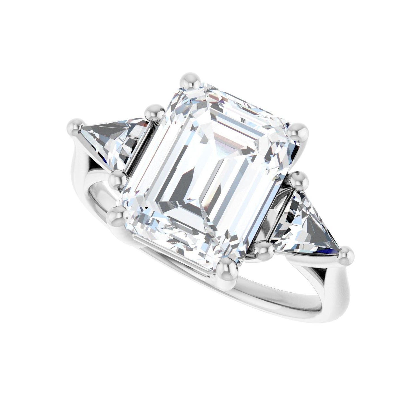 Emerald Three-Stone Engagement Ring | Metal Type=14K White Gold | Center Stone Size=3 CT | Image 5