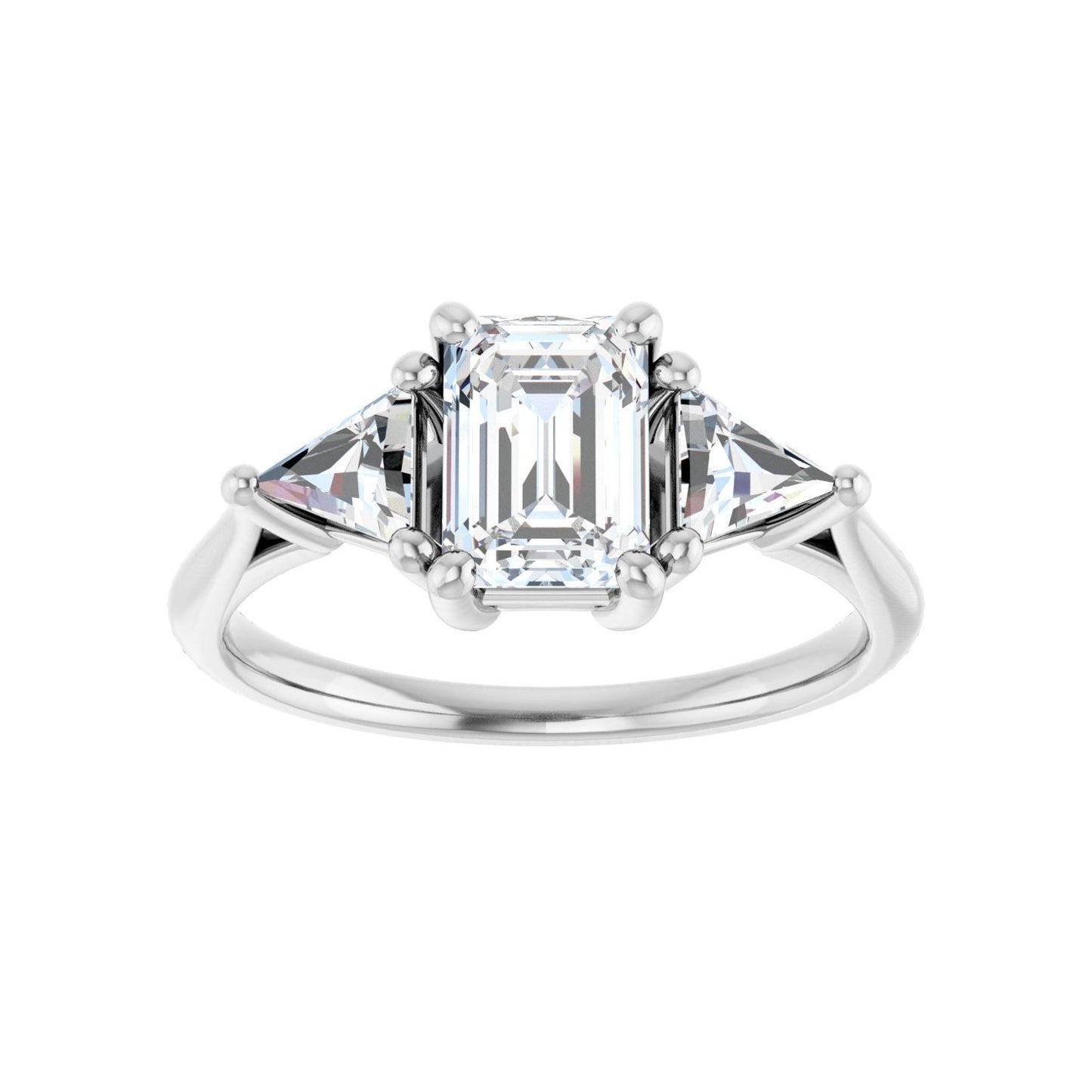 Emerald Three-Stone Engagement Ring | Metal Type=14K White Gold | Center Stone Size=1.5 CT | Image 3
