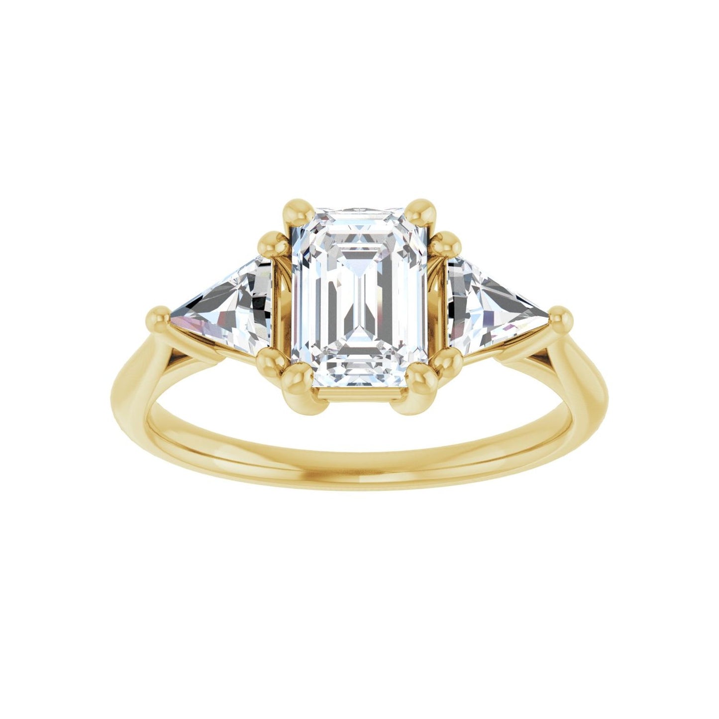 Emerald Three-Stone Engagement Ring | Metal Type=14K Yellow Gold | Center Stone Size=1.5 CT | Image 3