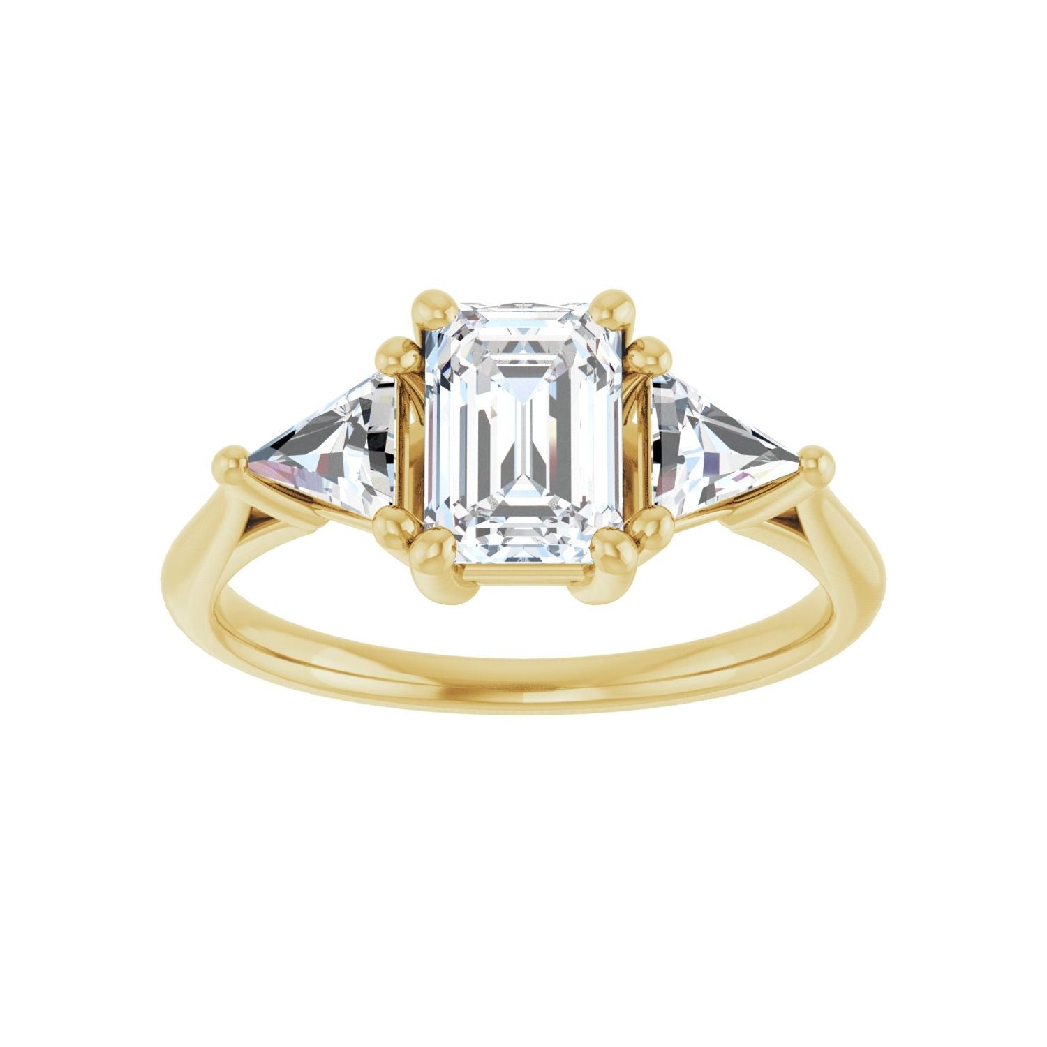 Emerald Three-Stone Engagement Ring | Metal Type=14K Yellow Gold | Center Stone Size=1.5 CT | Image 3