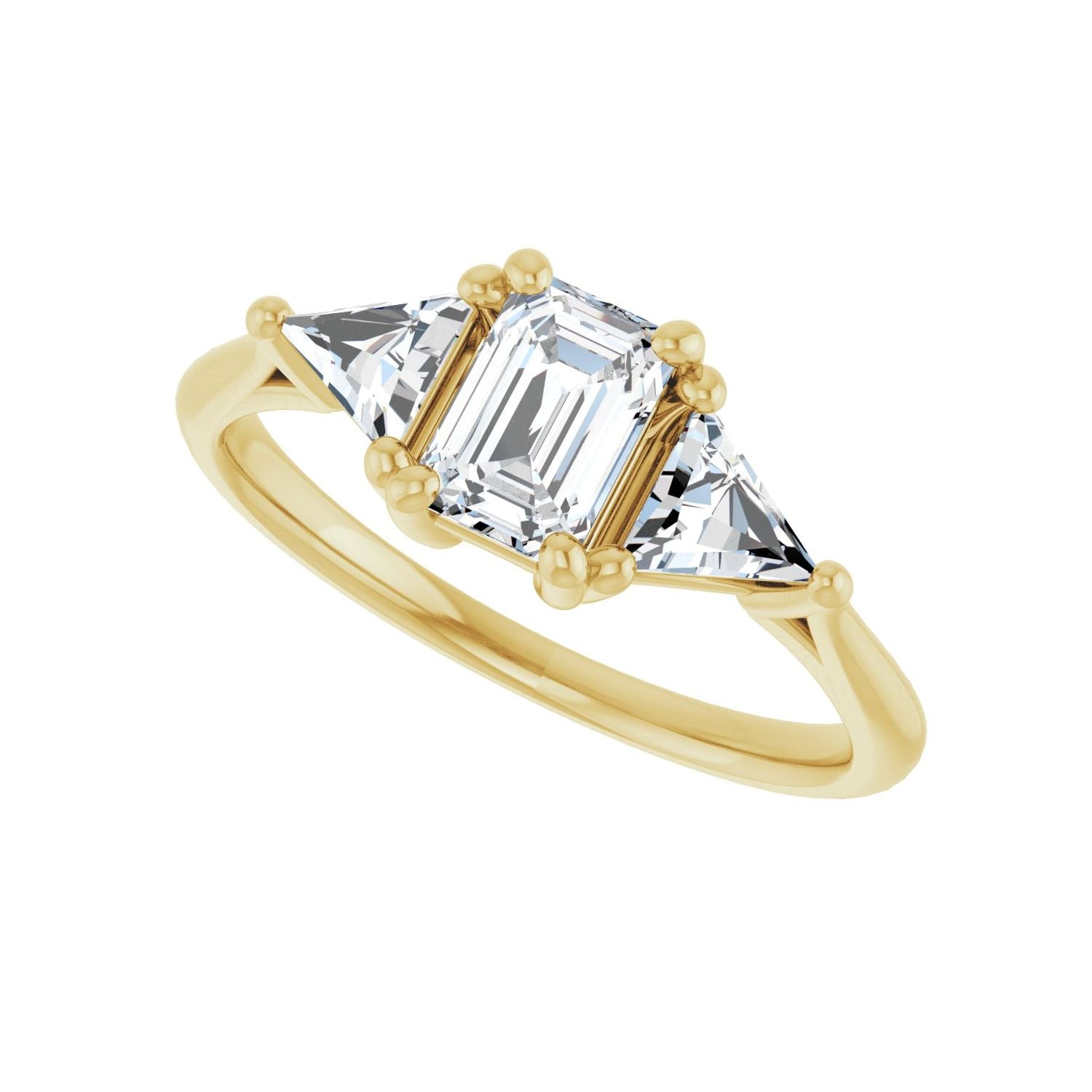 Emerald Three-Stone Engagement Ring | Metal Type=14K Yellow Gold | Center Stone Size=1 CT | Image 5