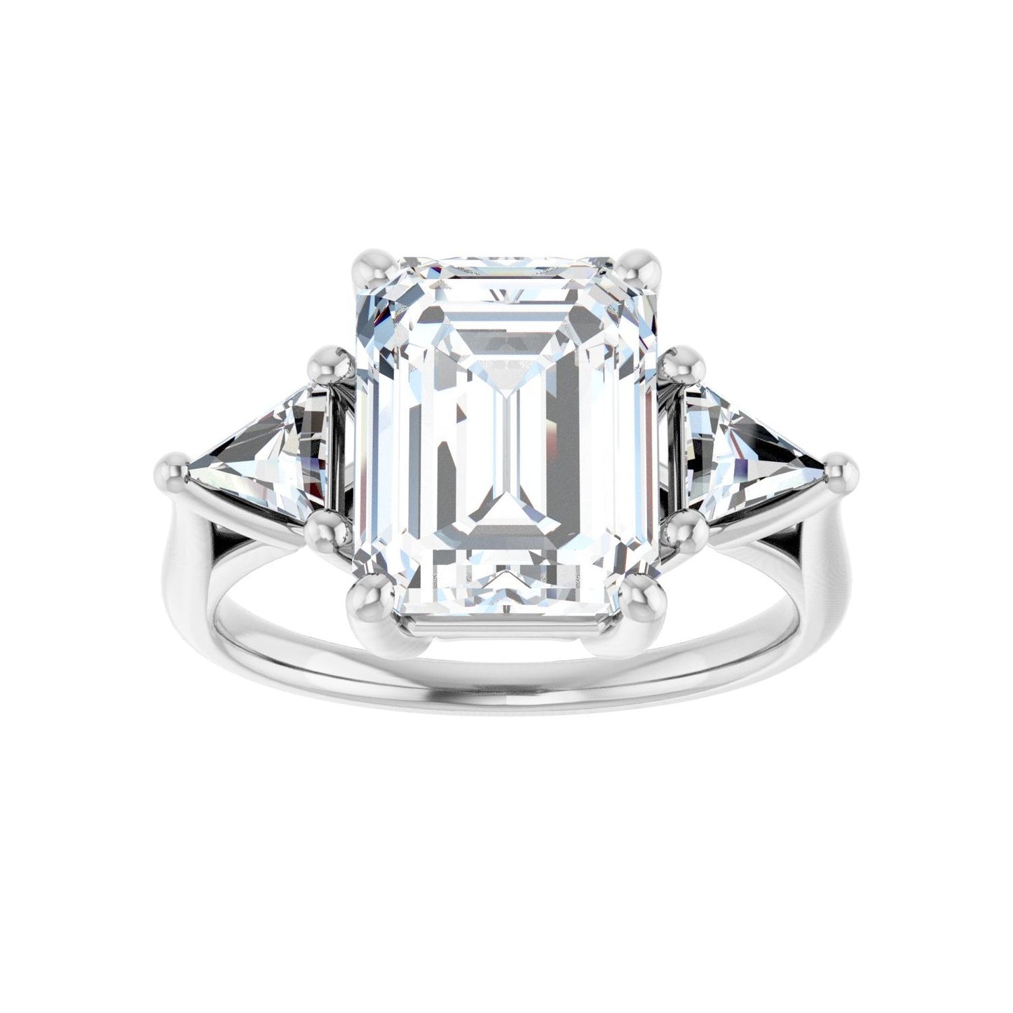 Emerald Three-Stone Engagement Ring | Metal Type=14K White Gold | Center Stone Size=3 CT | Image 3