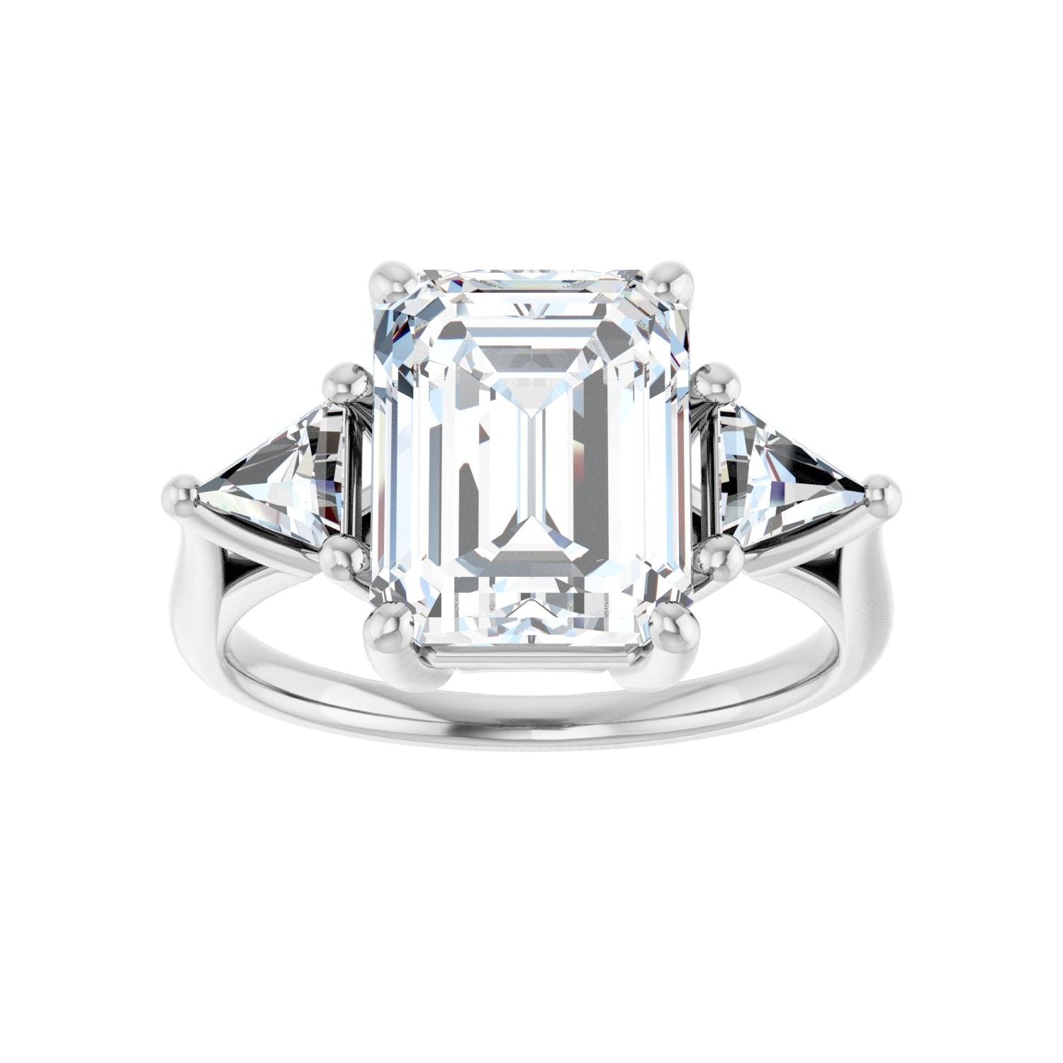 Emerald Three-Stone Engagement Ring | Metal Type=14K White Gold | Center Stone Size=3 CT | Image 3