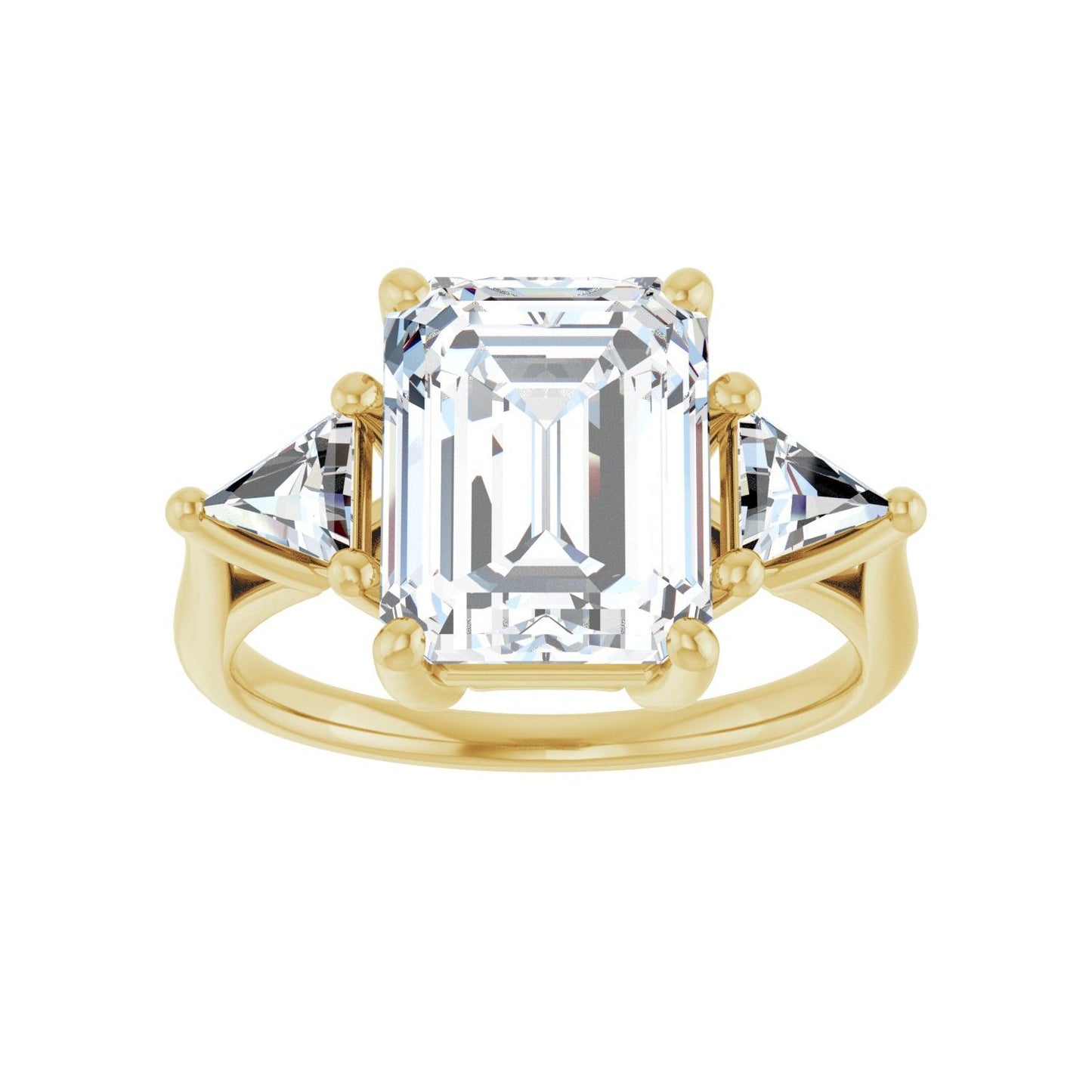 Emerald Three-Stone Engagement Ring | Metal Type=14K Yellow Gold | Center Stone Size=3 CT | Image 3
