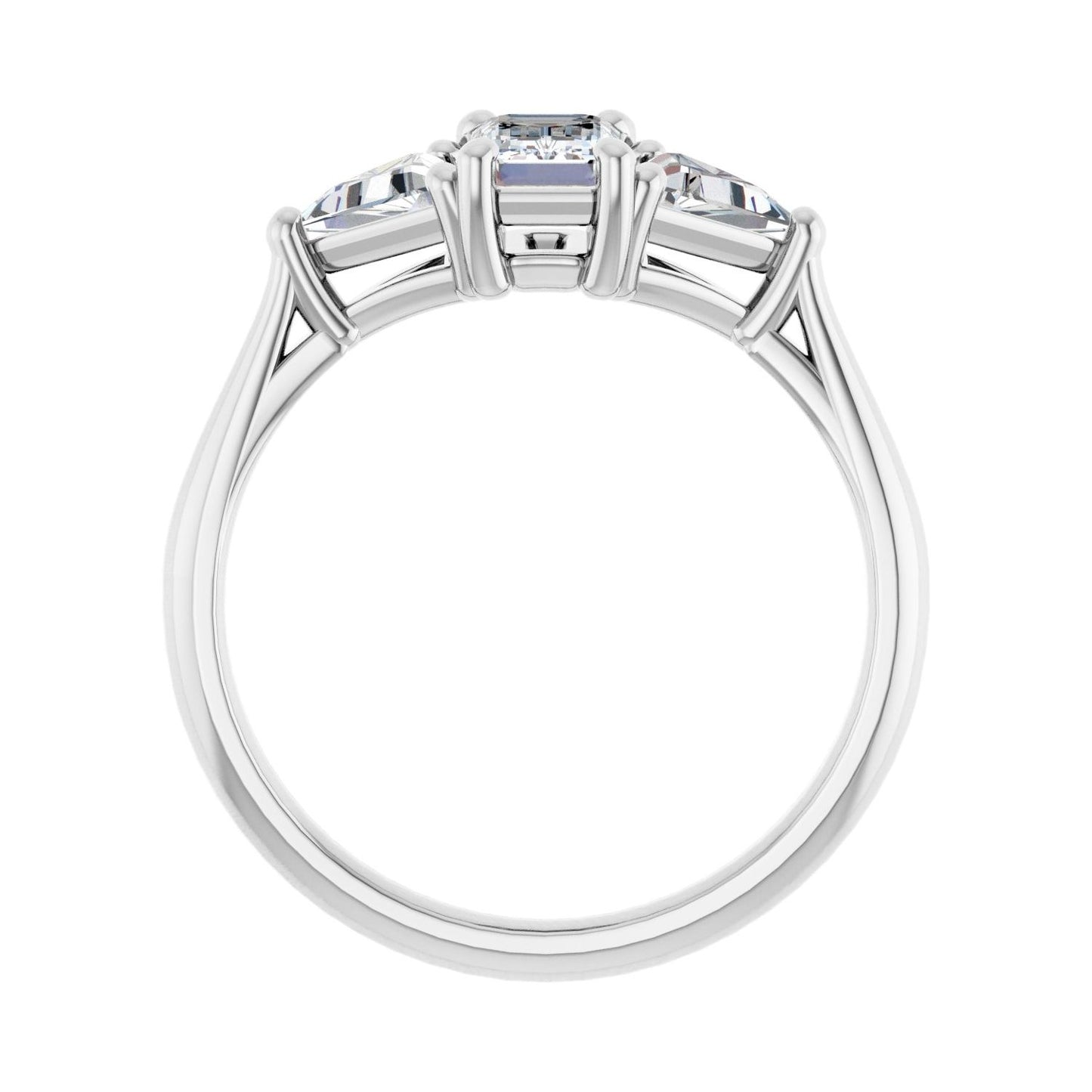 Emerald Three-Stone Engagement Ring | Metal Type=14K White Gold | Center Stone Size=1 CT | Image 2