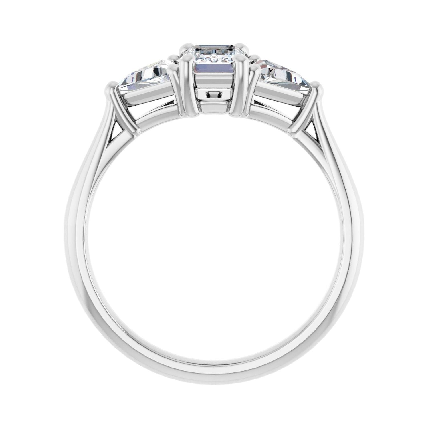 Emerald Three-Stone Engagement Ring | Metal Type=14K White Gold | Center Stone Size=1 CT | Image 2