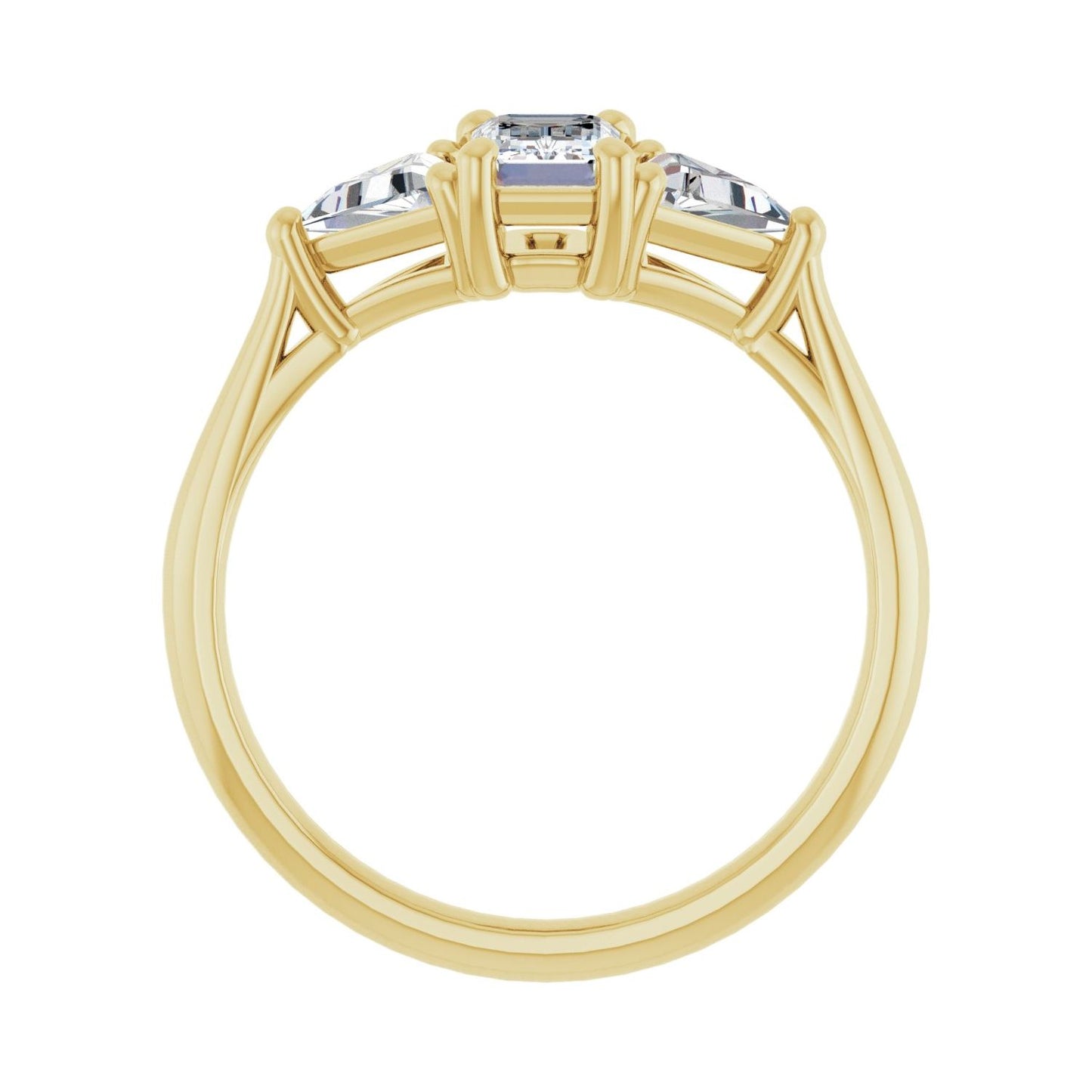 Emerald Three-Stone Engagement Ring | Metal Type=14K Yellow Gold | Center Stone Size=1 CT | Image 2