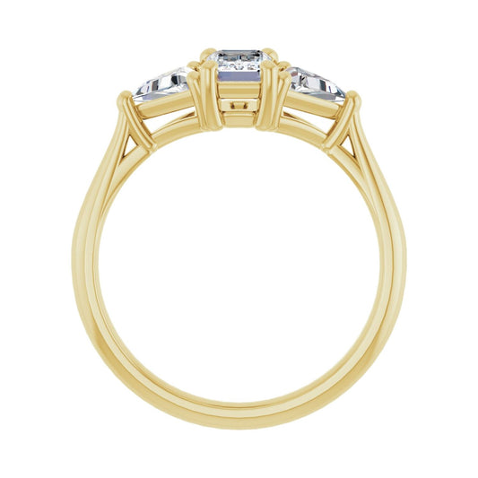 Emerald Three-Stone Engagement Ring | Metal Type=14K Yellow Gold | Center Stone Size=1 CT | Image 2