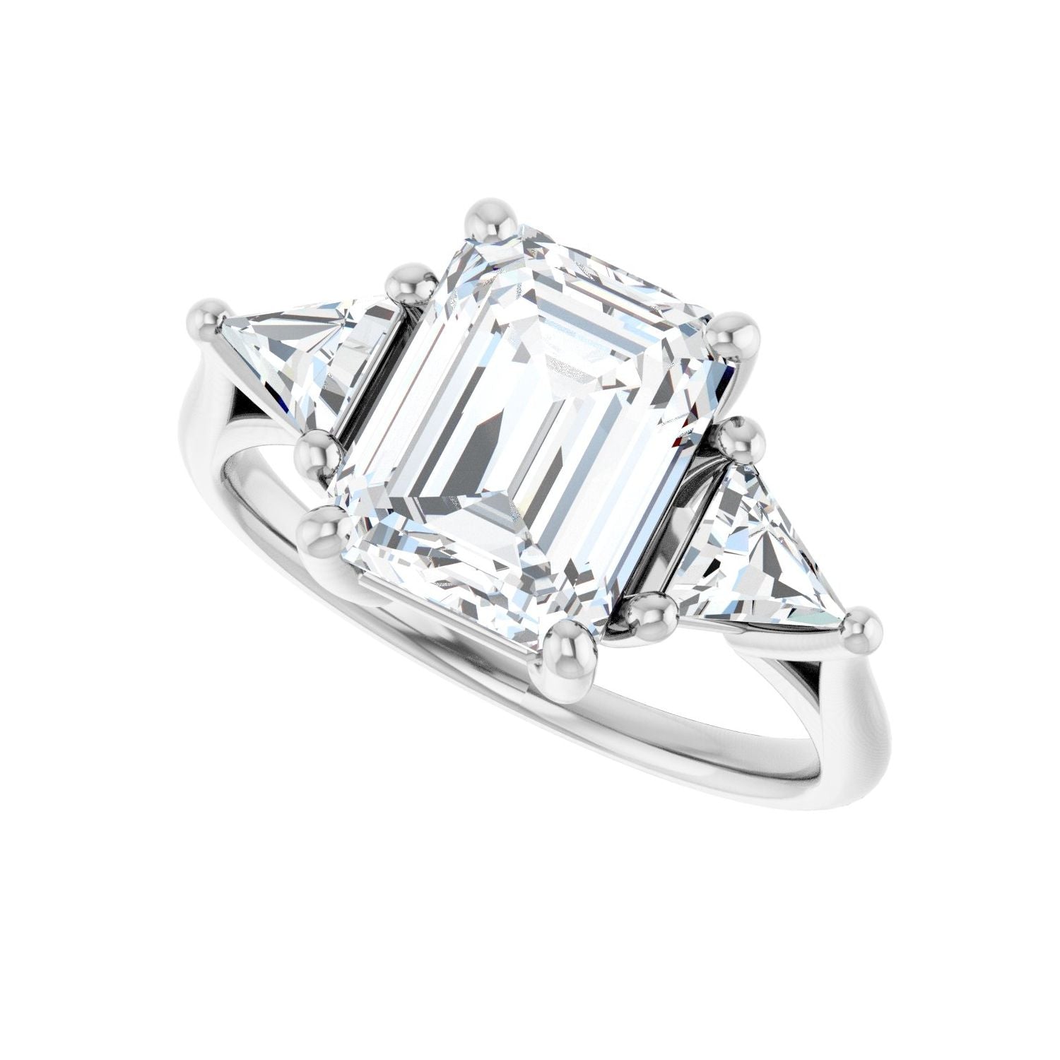 Emerald Three-Stone Engagement Ring | Metal Type=14K White Gold | Center Stone Size=2.5 CT | Image 5