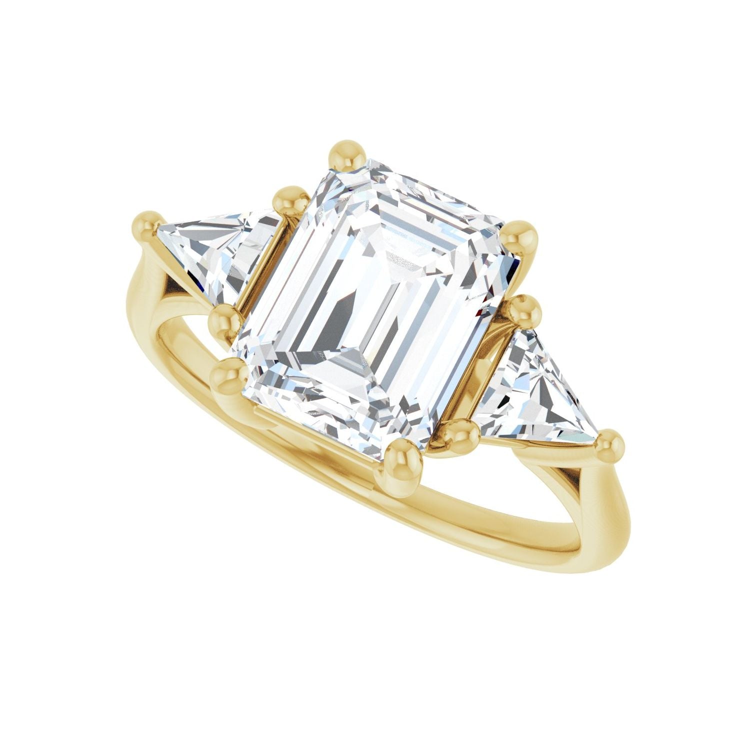 Emerald Three-Stone Engagement Ring | Metal Type=14K Yellow Gold | Center Stone Size=2.5 CT | Image 5