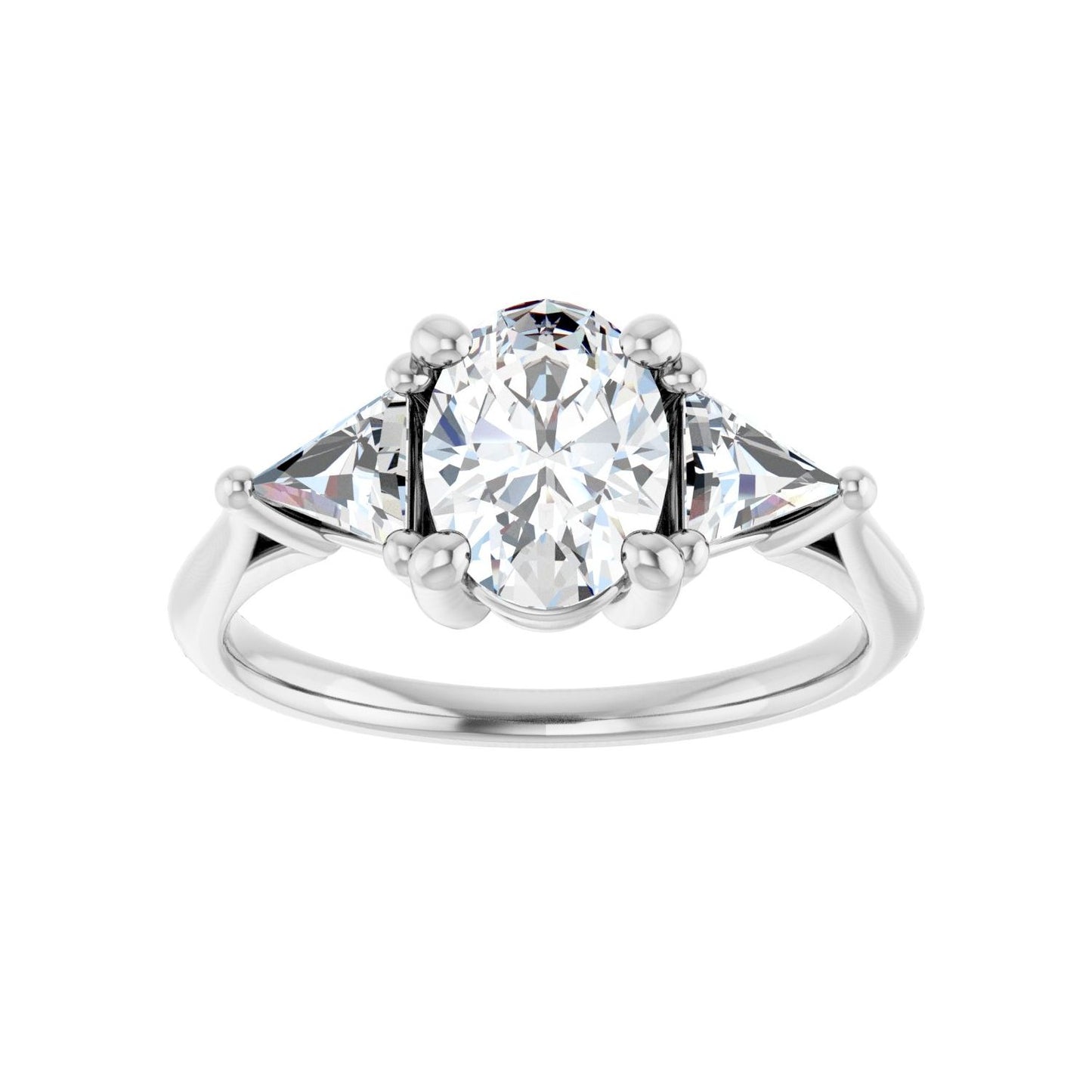 Oval Three-Stone Engagement Ring | Metal Type=14K White Gold | Center Stone Size=1.5 CT | Image 3