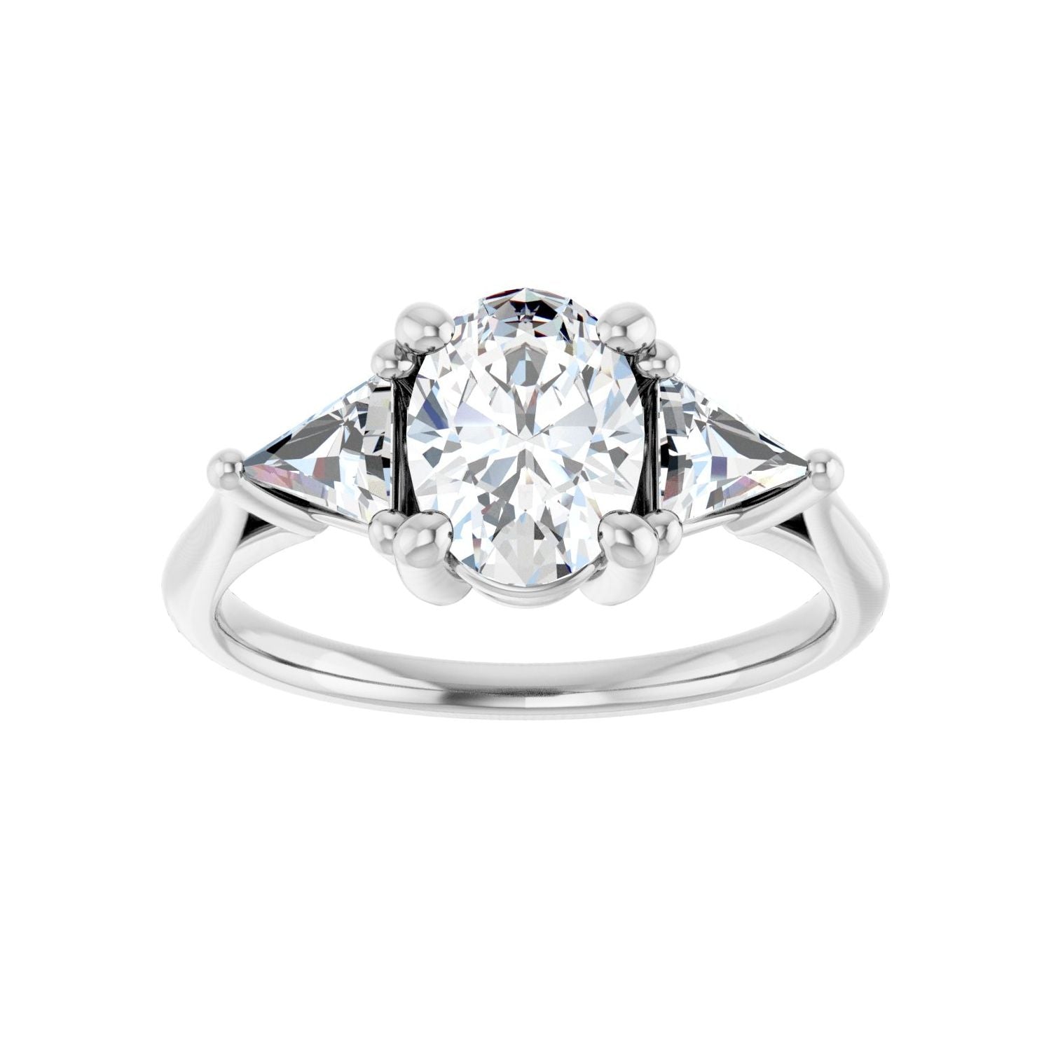 Oval Three-Stone Engagement Ring | Metal Type=14K White Gold | Center Stone Size=1.5 CT | Image 3