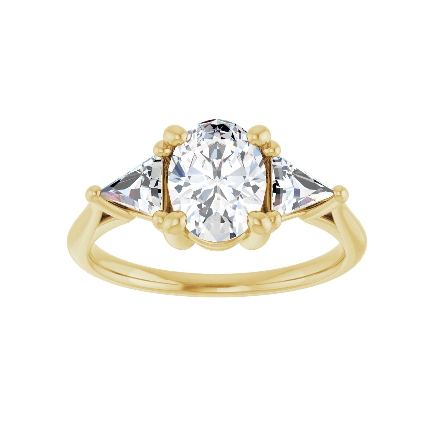 Oval Three-Stone Engagement Ring | Metal Type=14K Yellow Gold | Center Stone Size=1.5 CT | Image 3