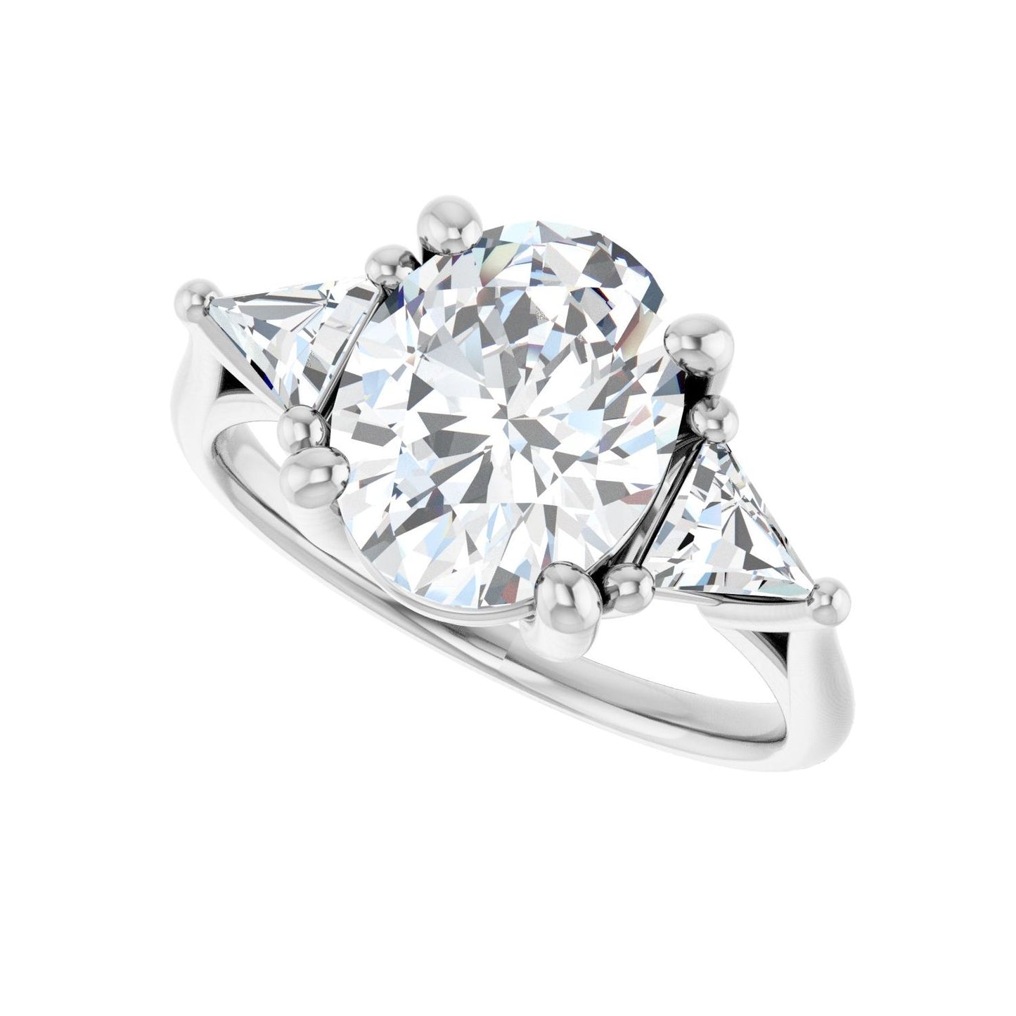 Oval Three-Stone Engagement Ring | Metal Type=14K White Gold | Center Stone Size=2.5 CT | Image 5