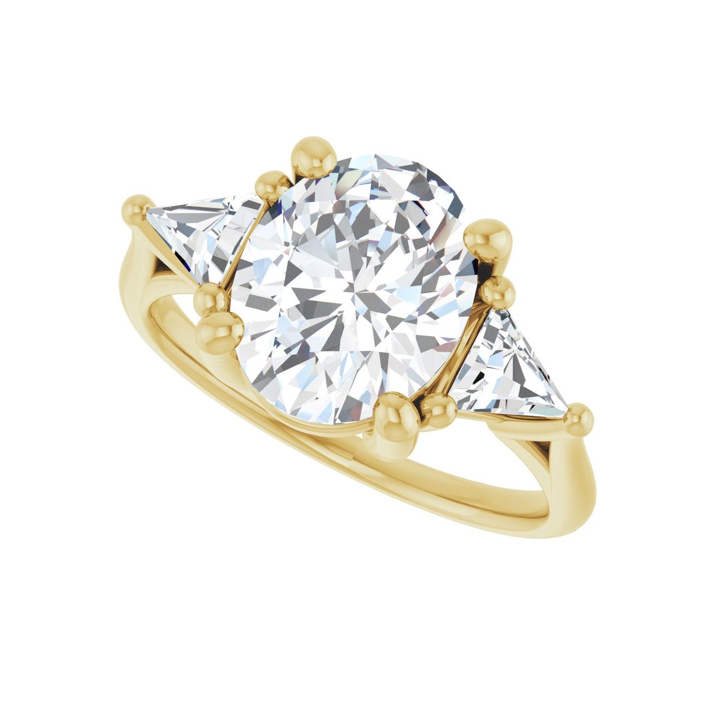 Oval Three-Stone Engagement Ring | Metal Type=14K Yellow Gold | Center Stone Size=2.5 CT | Image 5
