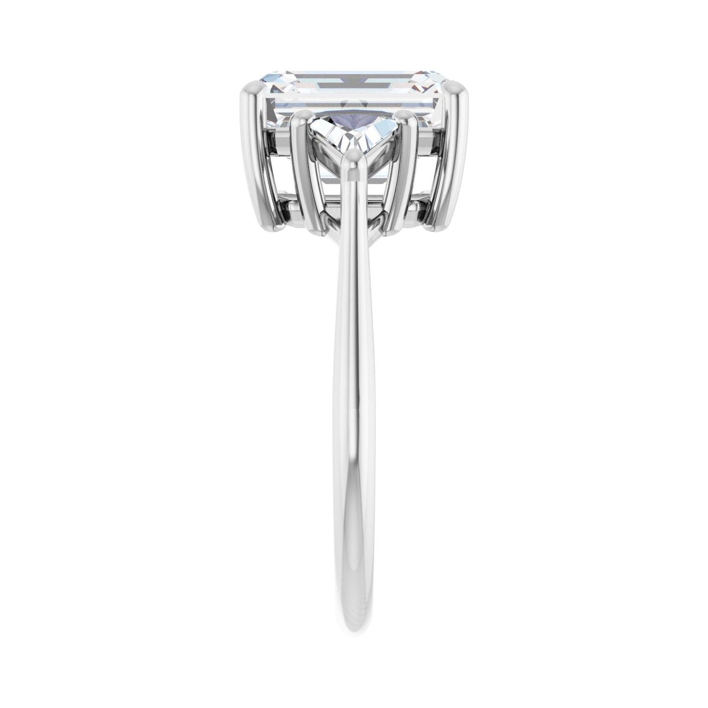 Emerald Three-Stone Engagement Ring | Metal Type=14K White Gold | Center Stone Size=3 CT | Image 4
