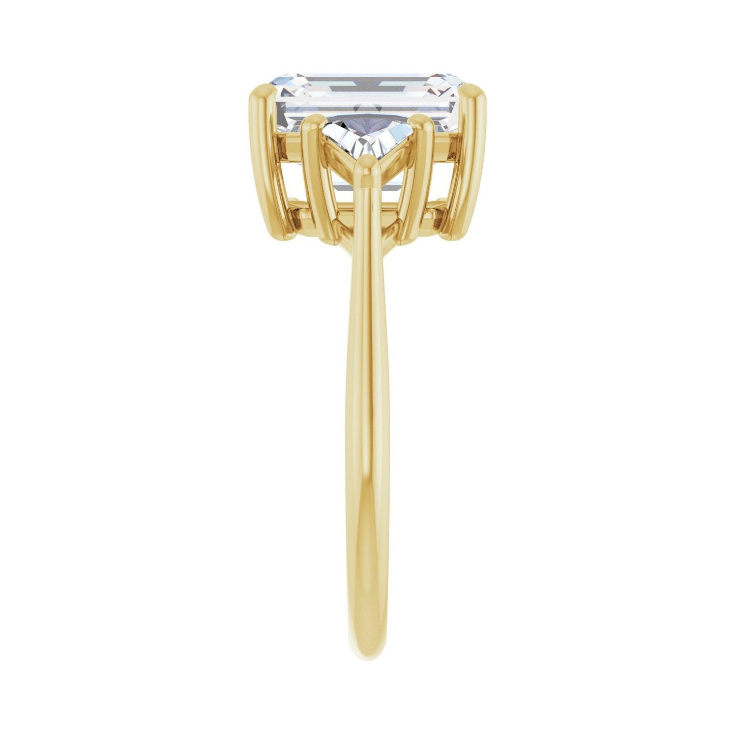 Emerald Three-Stone Engagement Ring | Metal Type=14K Yellow Gold | Center Stone Size=3 CT | Image 4